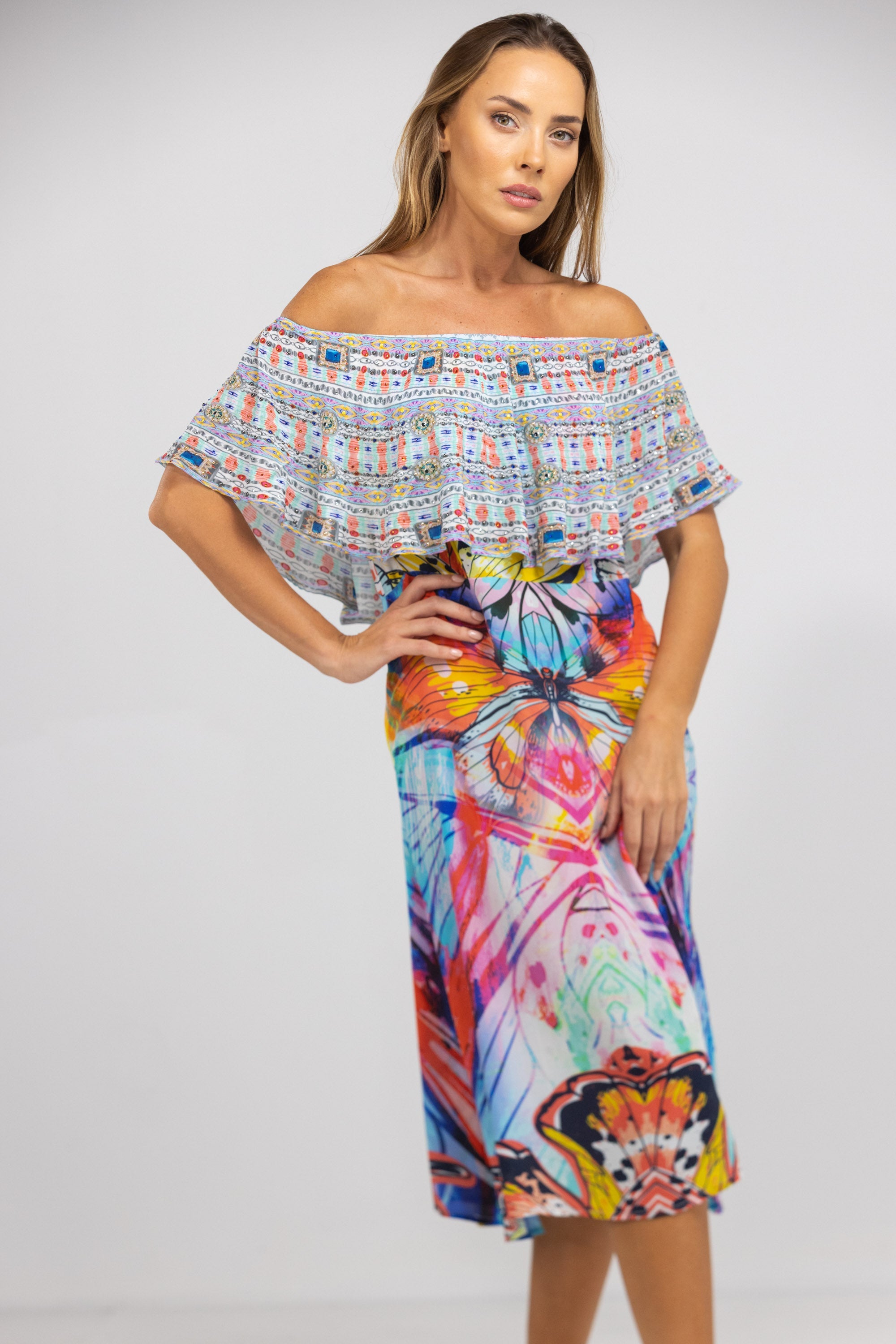 CANBERRA - FRILL NECK DRESS SHORT