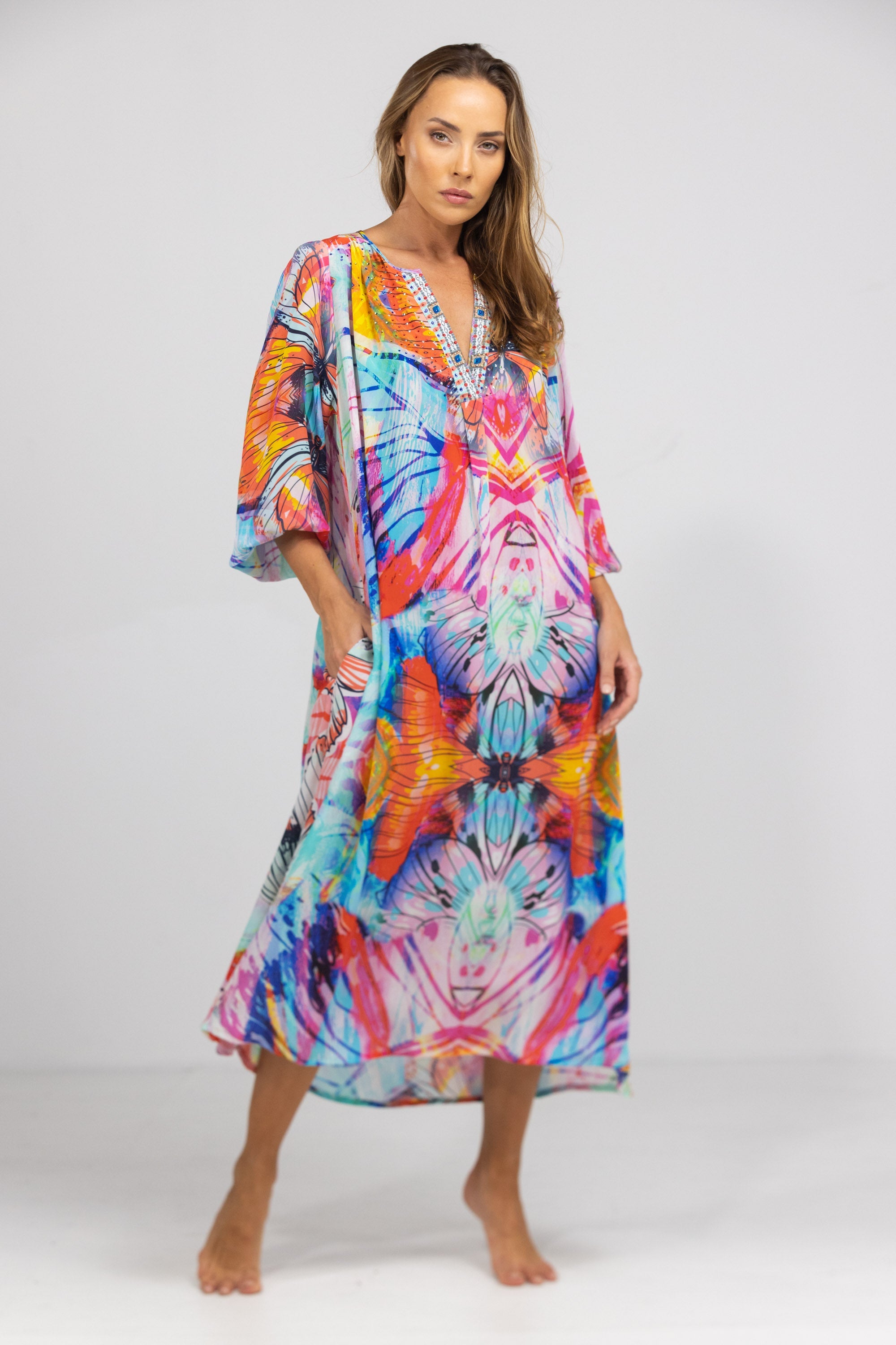 CANBERRA - V NECK DRESS LONG