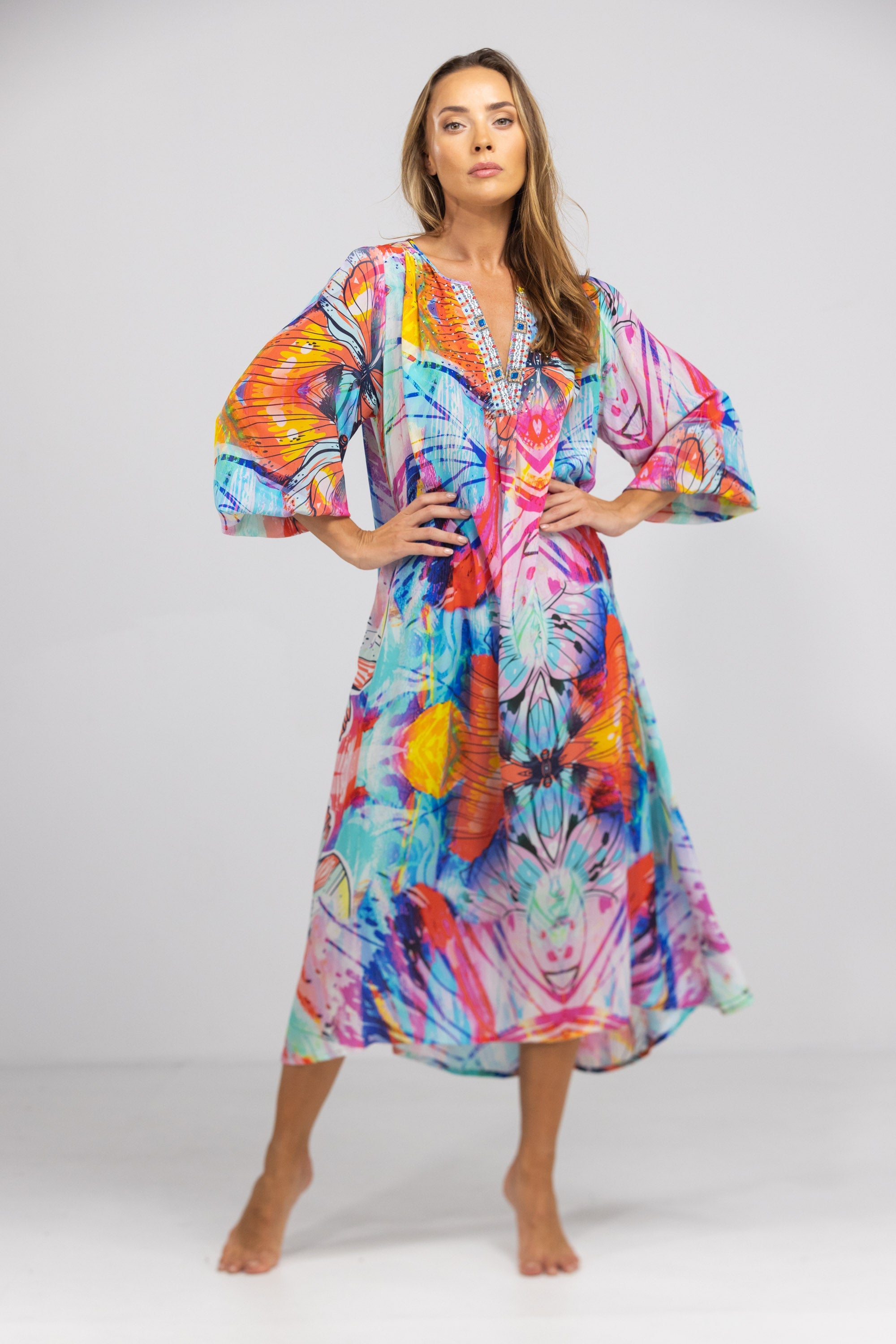 CANBERRA - V NECK DRESS LONG
