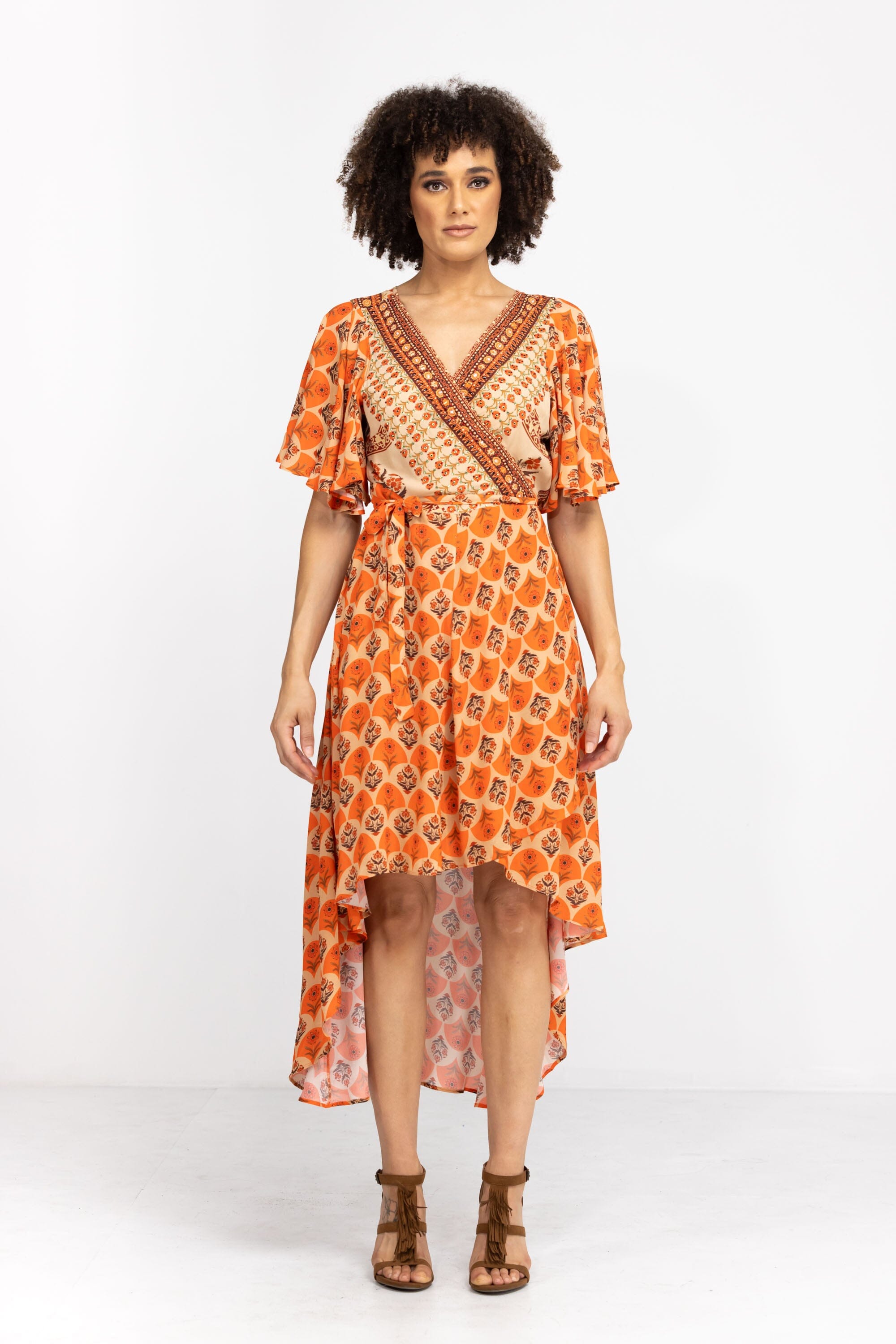 MAHOGANY - WRAP DRESS WITH SHORT SLEEVE - TheSwankStore