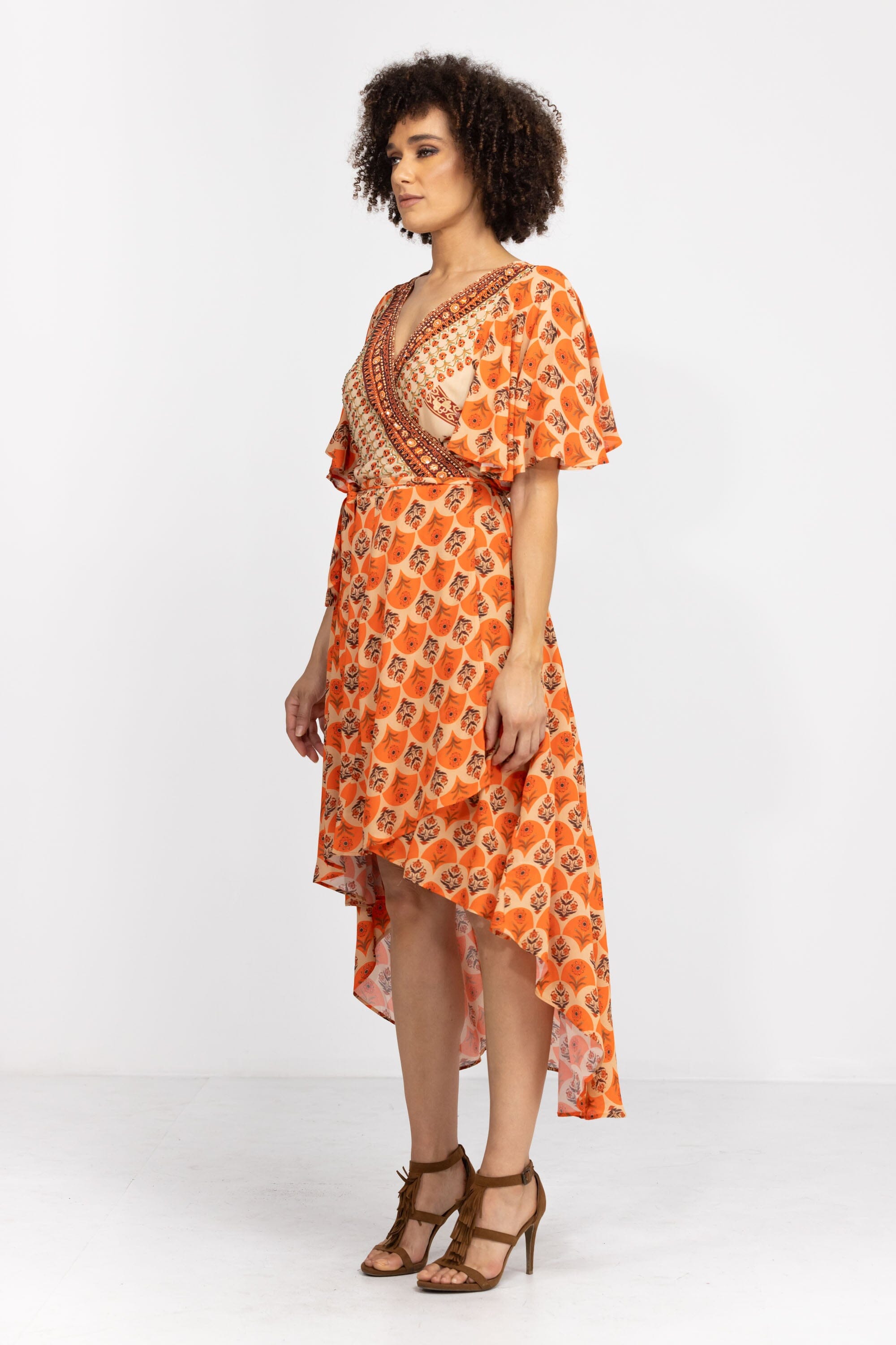 MAHOGANY - WRAP DRESS WITH SHORT SLEEVE - TheSwankStore