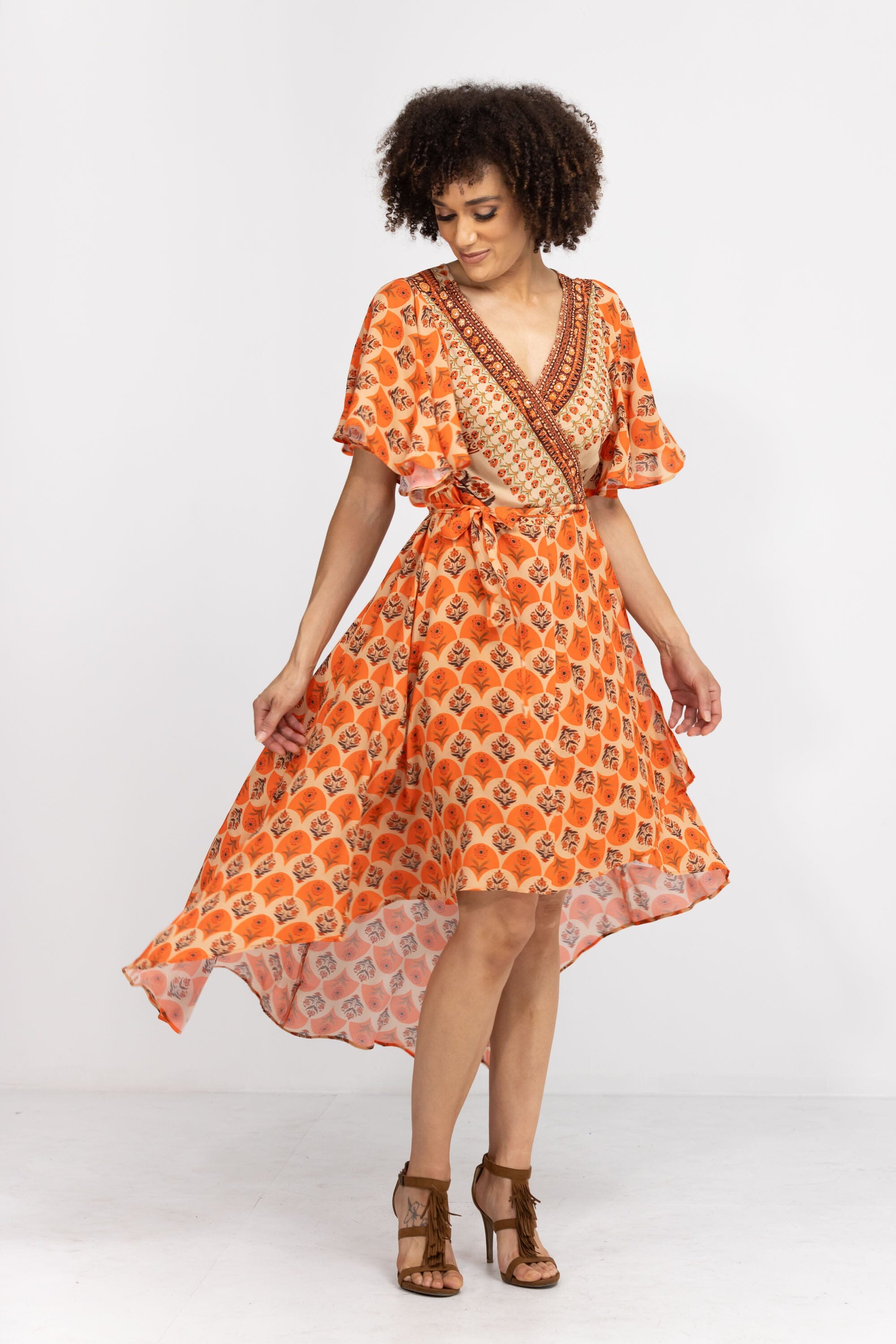 MAHOGANY - WRAP DRESS WITH SHORT SLEEVES - TheSwankStore