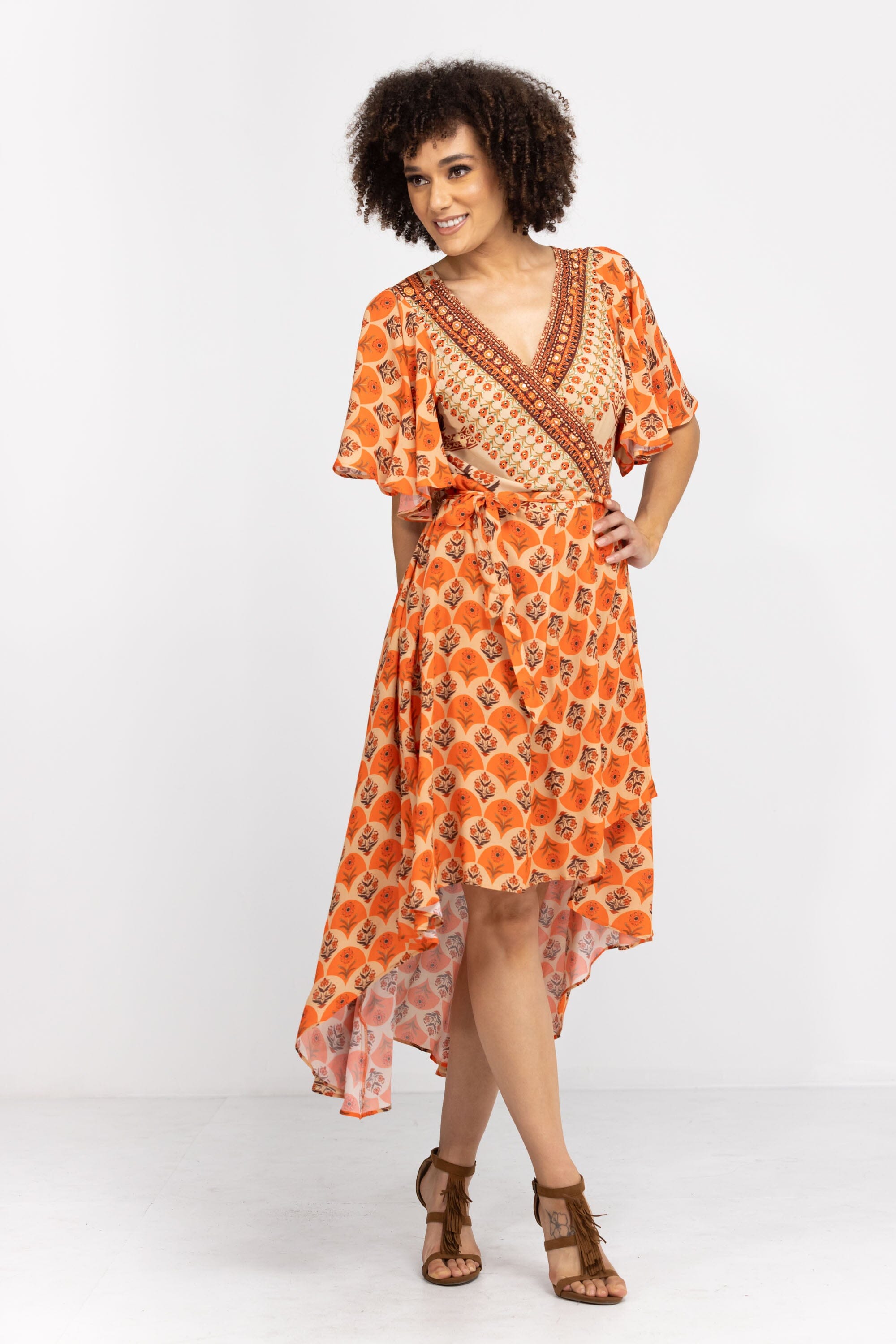 MAHOGANY - WRAP DRESS WITH SHORT SLEEVE - TheSwankStore