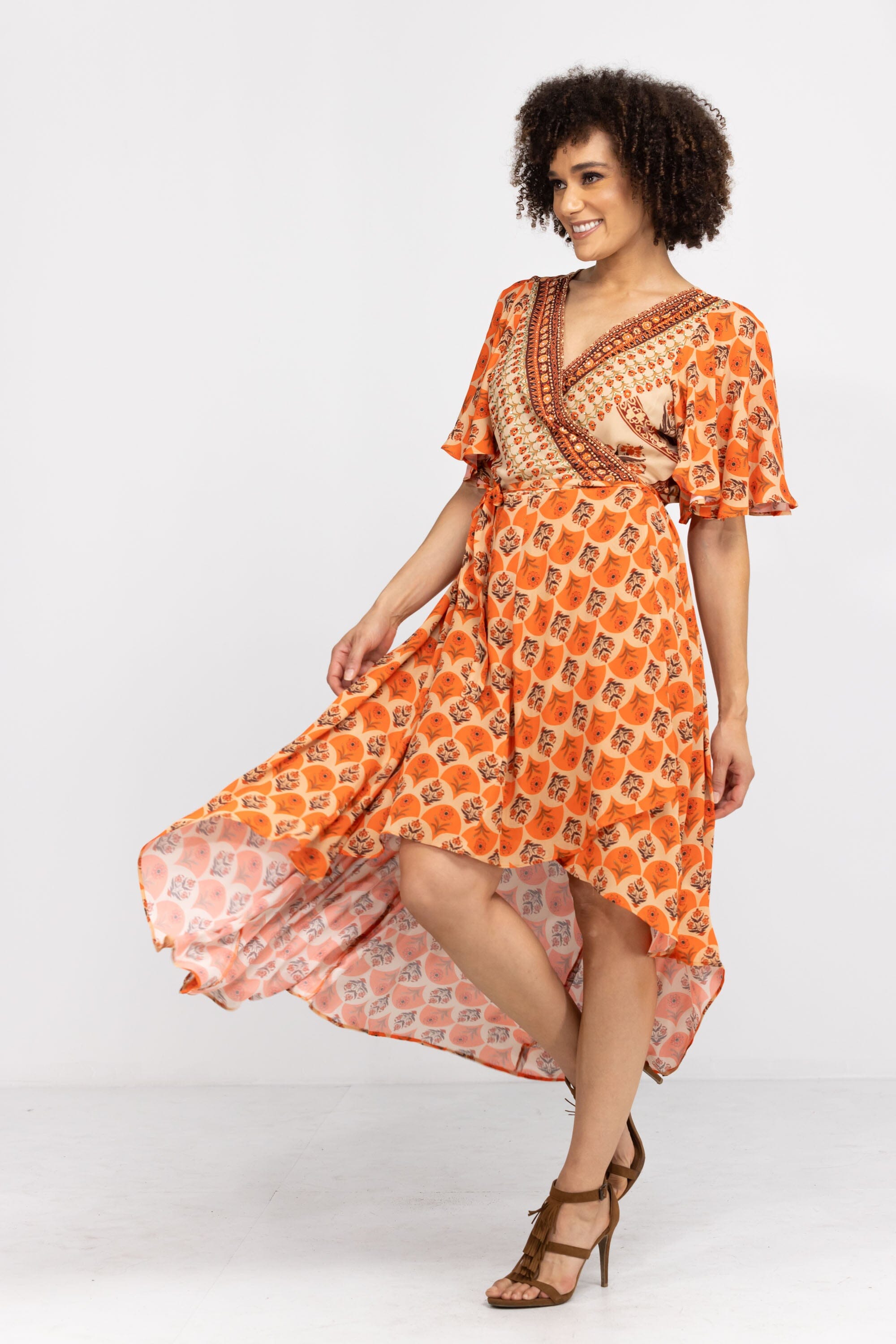 MAHOGANY - WRAP DRESS WITH SHORT SLEEVE - TheSwankStore