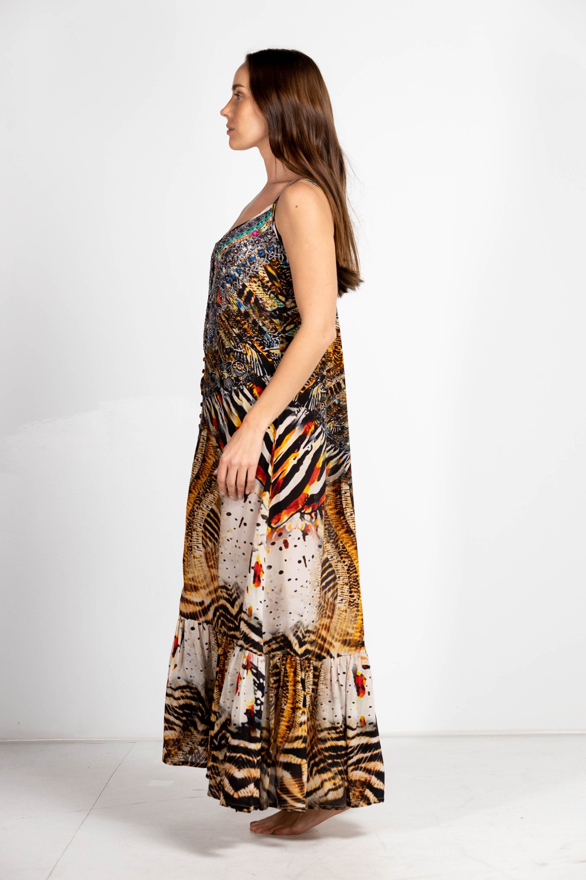 GOLDEN EAGLE- FRILL STRAP MAXI DRESS