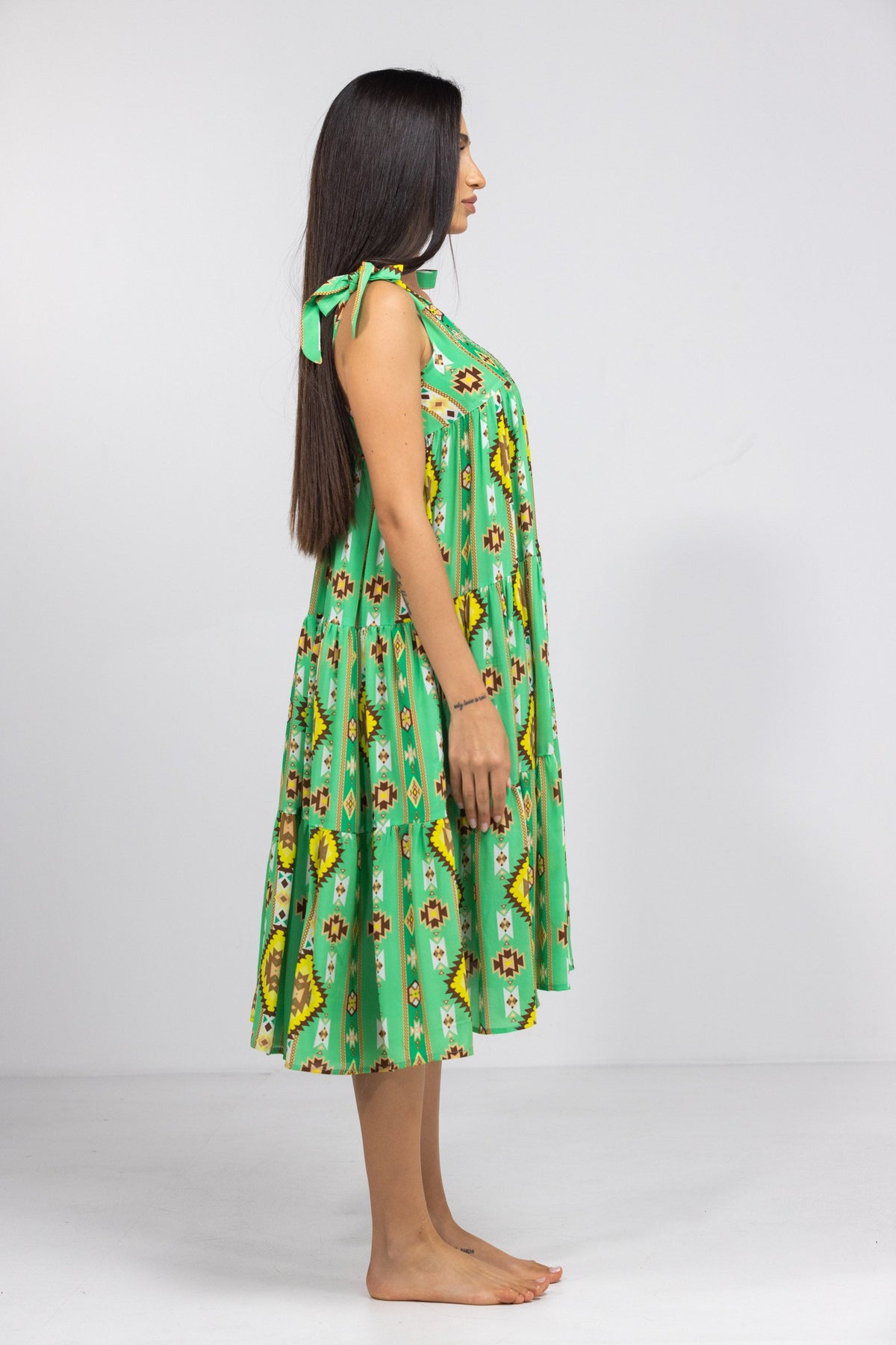 MELBOURNE - TIE KNOT SHOULDER MAXI DRESS 100% SILK - TheSwankStore