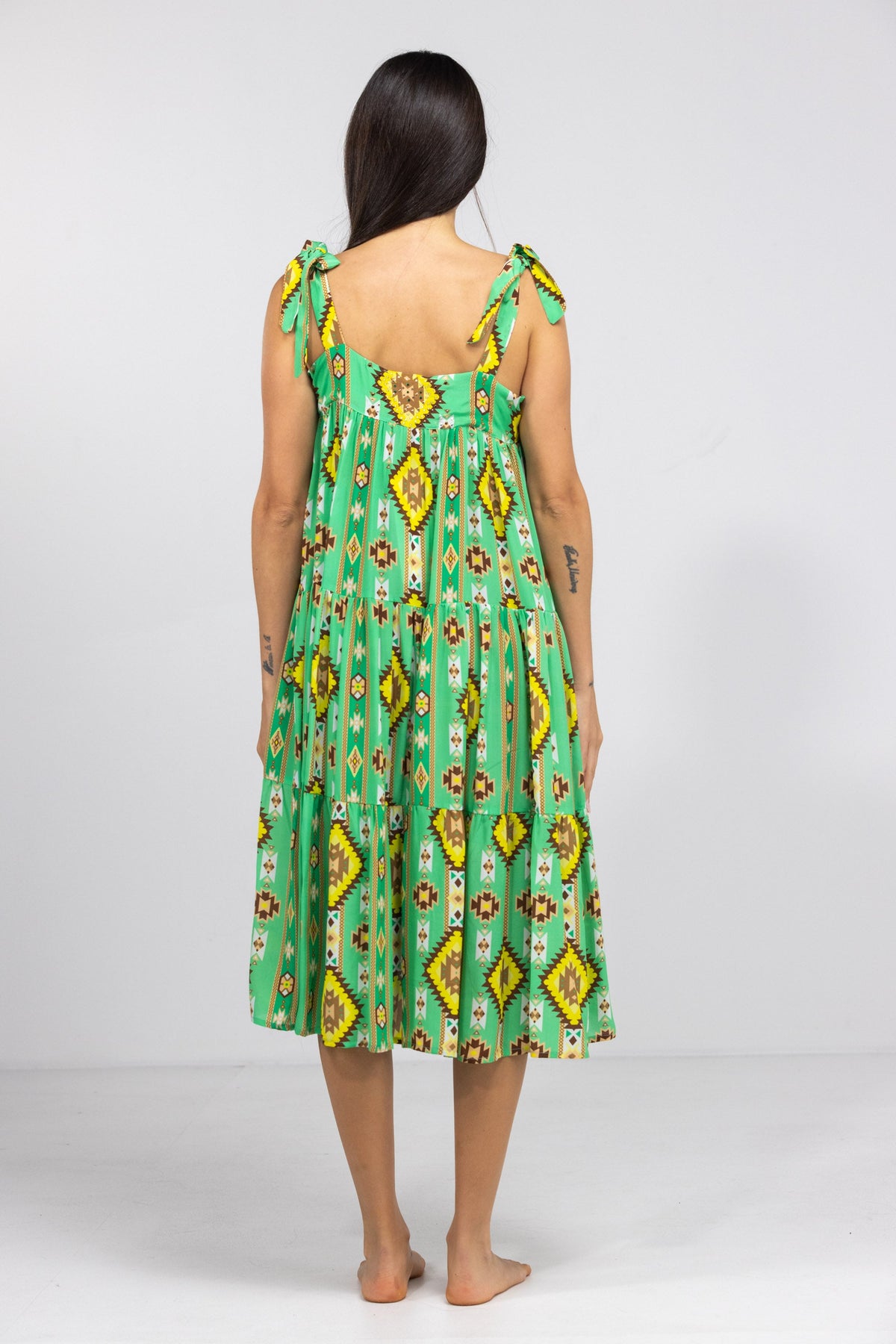MELBOURNE - TIE KNOT SHOULDER MAXI DRESS 100% SILK - TheSwankStore