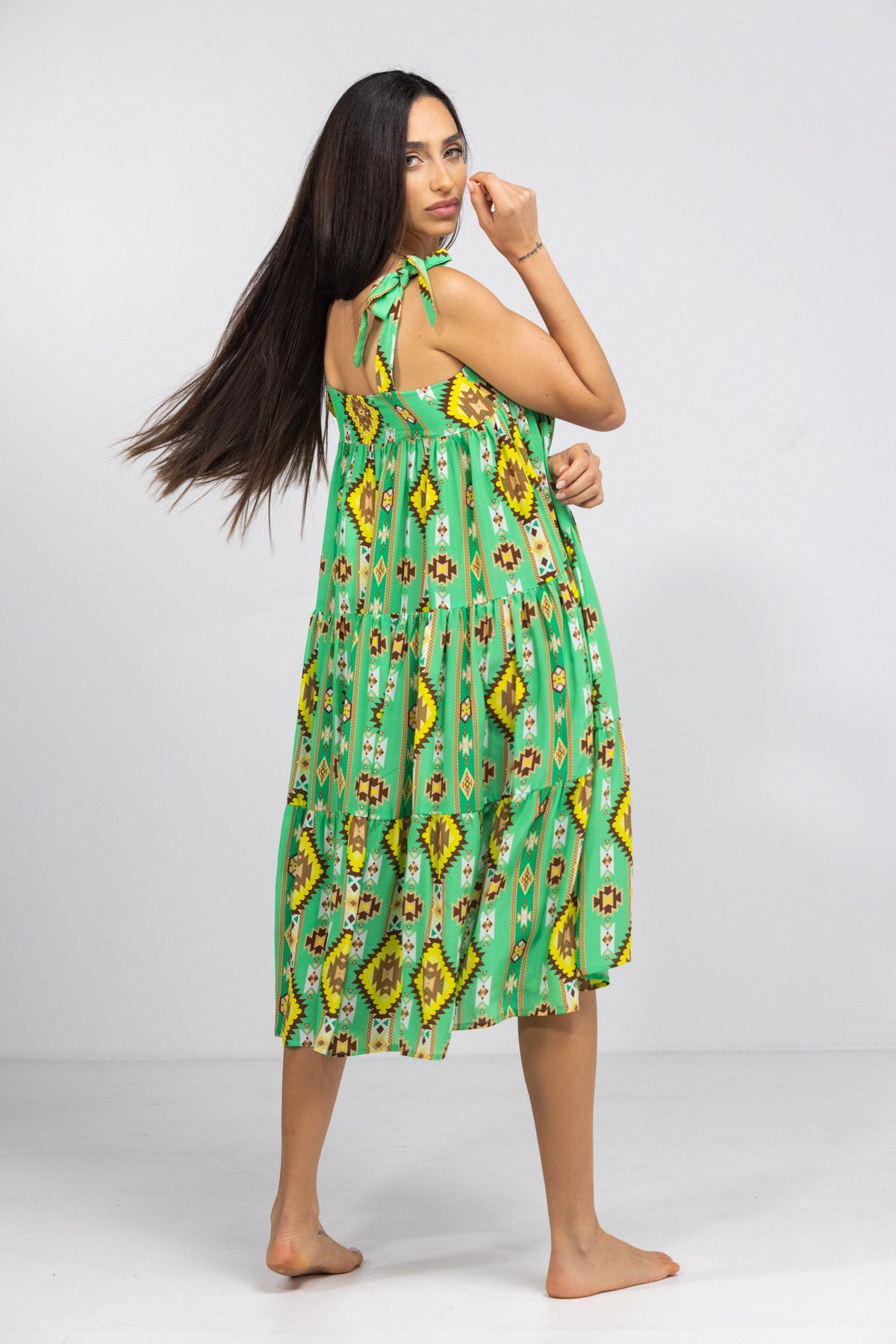 MELBOURNE - TIE KNOT SHOULDER MAXI DRESS 100% SILK - TheSwankStore