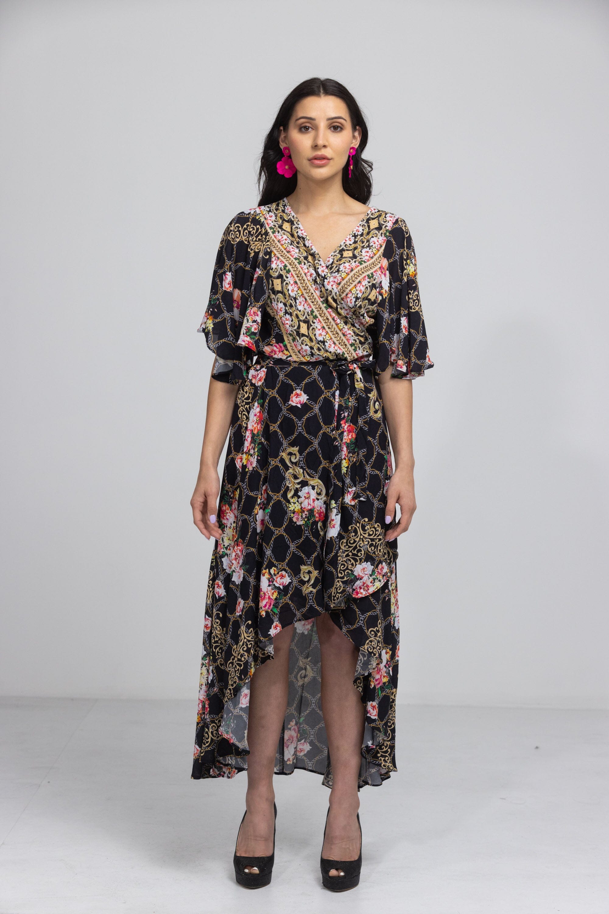 THE OPUS - WRAP DRESS WITH SHORT SLEEVE - TheSwankStore