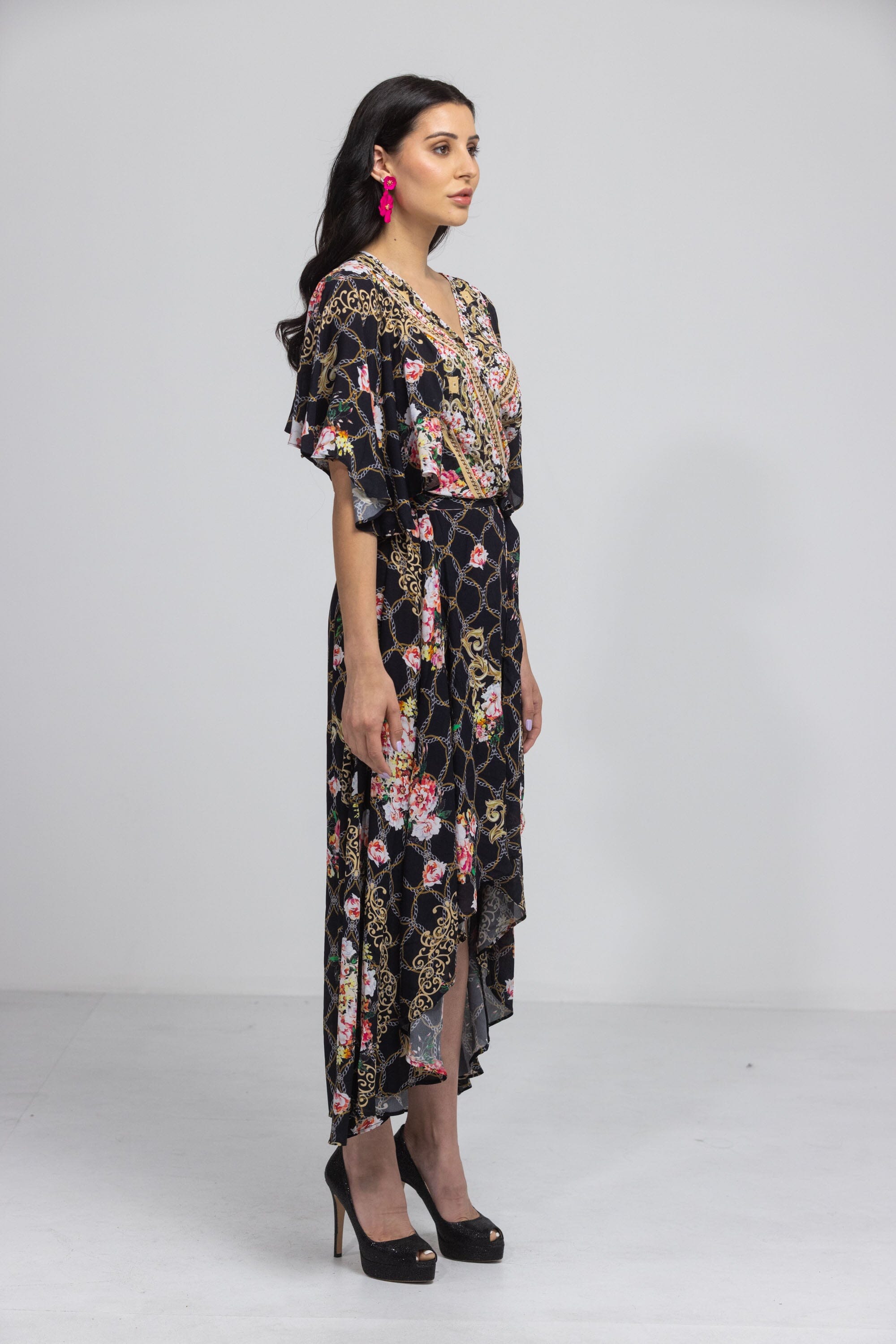 THE OPUS - WRAP DRESS WITH SHORT SLEEVE - TheSwankStore