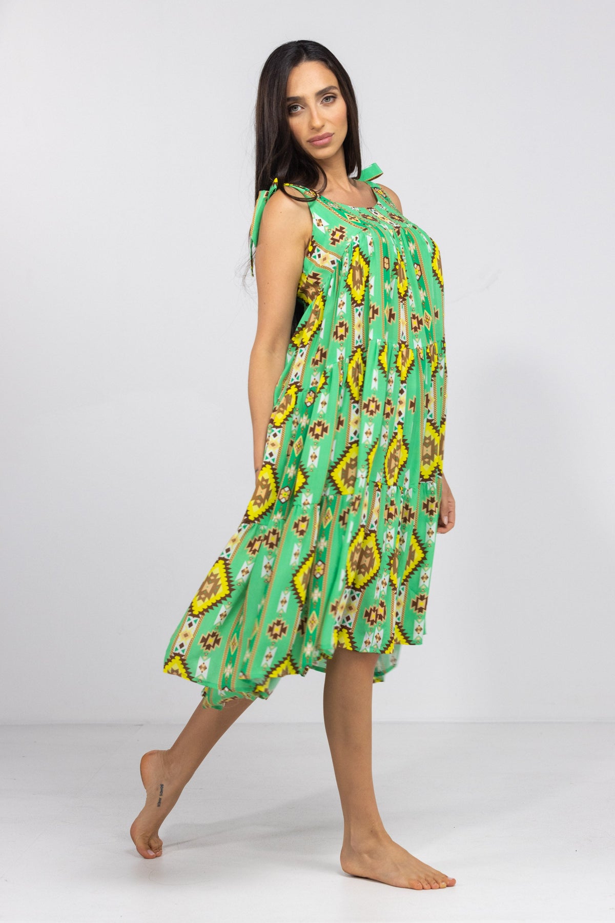 MELBOURNE - TIE KNOT SHOULDER MAXI DRESS 100% SILK - TheSwankStore