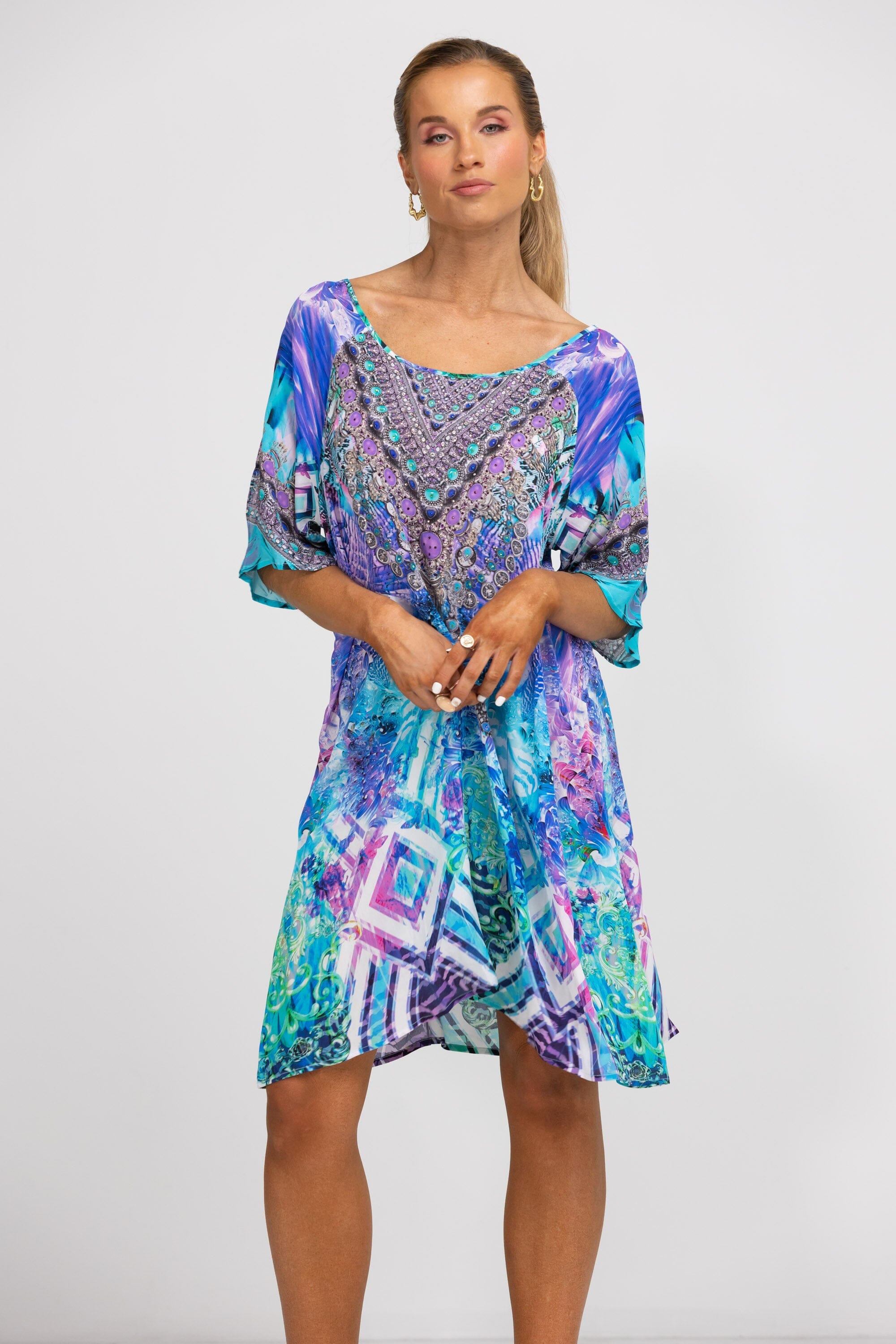 INDIGO SUMMER - SLIT SLEEVE DRESS - TheSwankStore