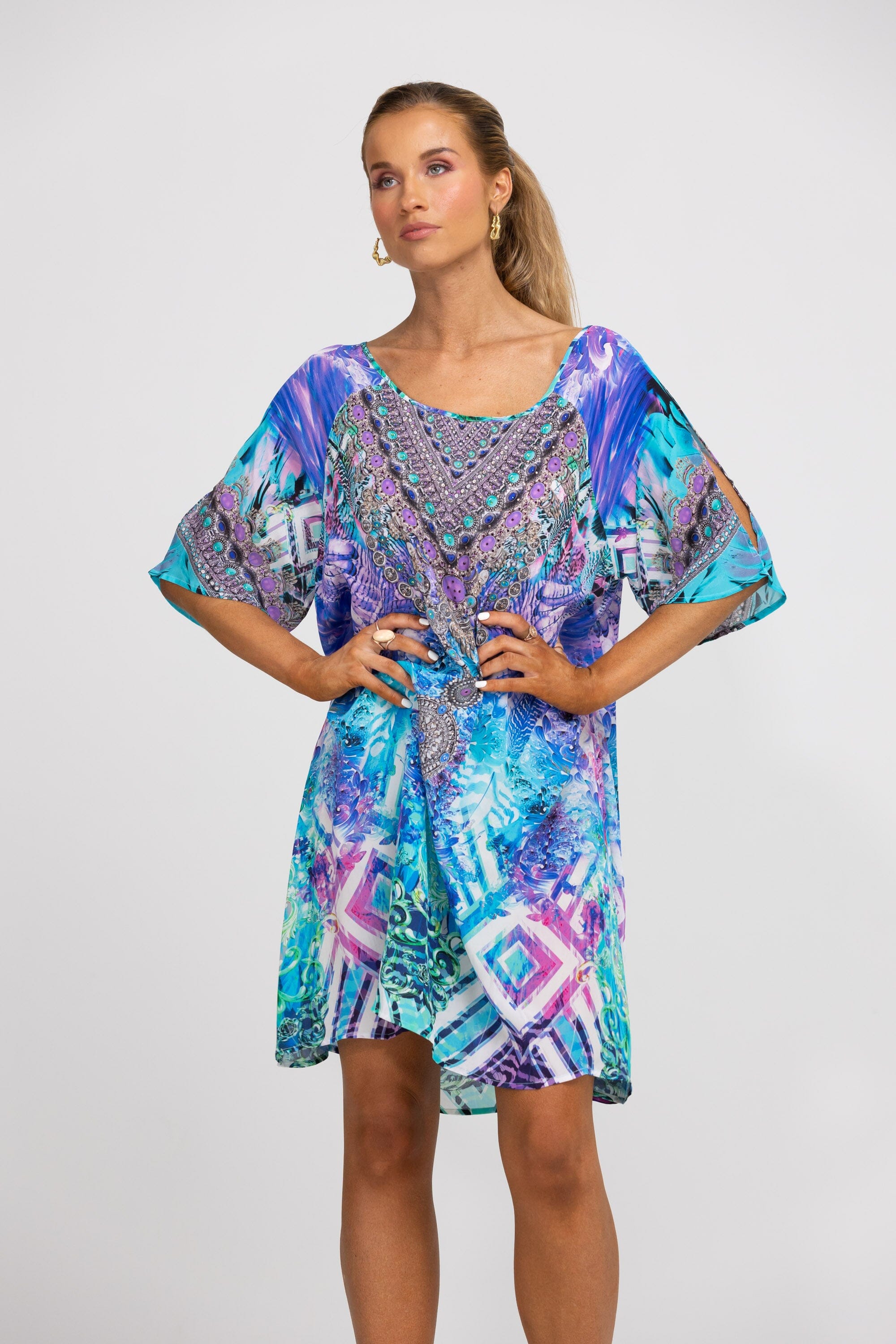 INDIGO SUMMER - SLIT SLEEVE DRESS - TheSwankStore