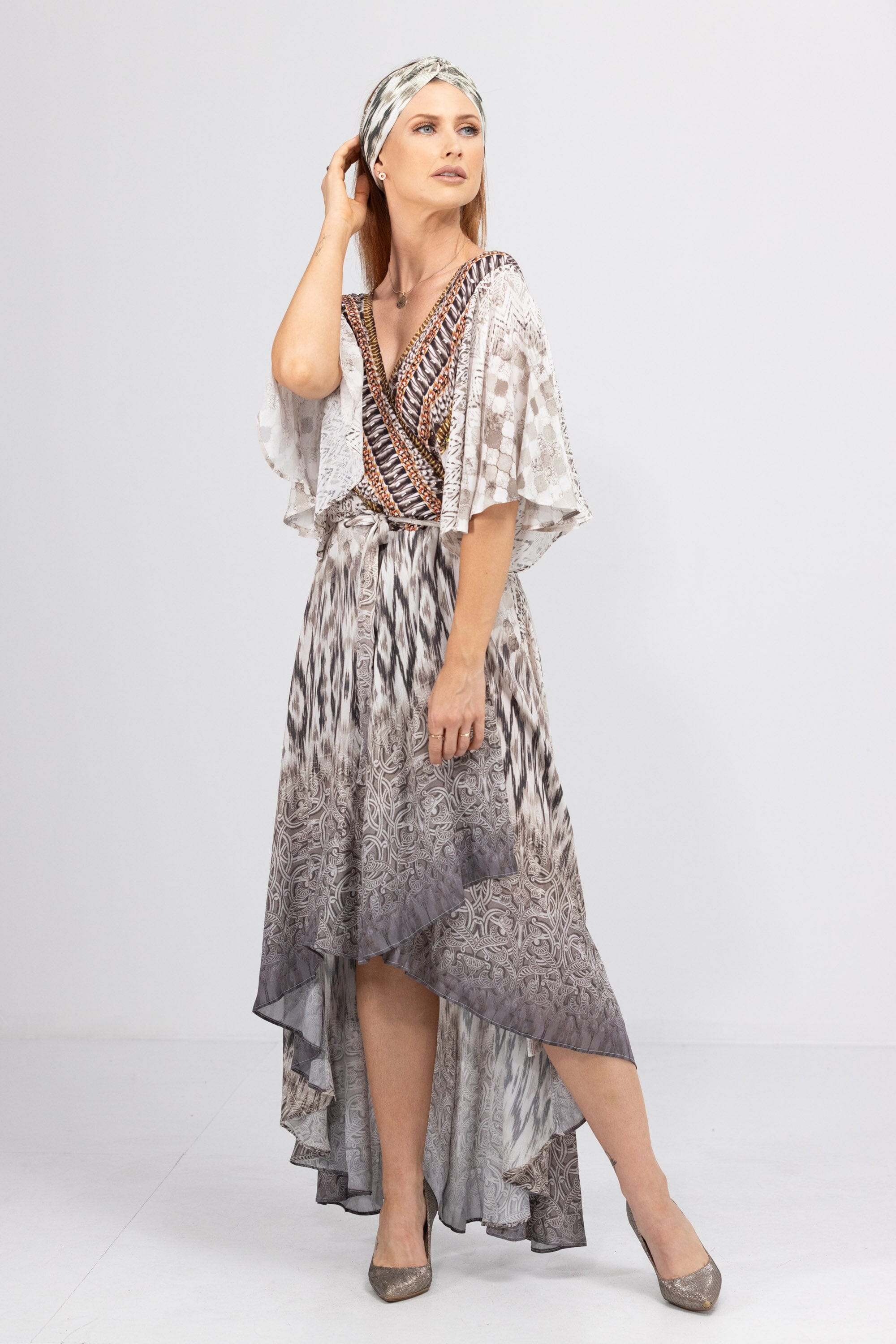 MONTE BLANCO - WRAP DRESS WITH SHORT SLEEVE - TheSwankStore