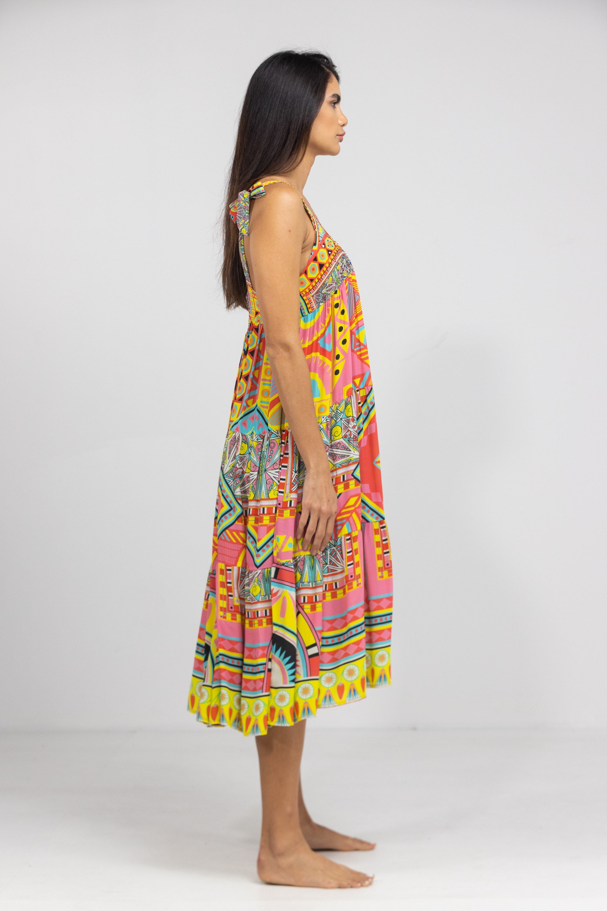 HOBART - TIE KNOT SHOULDER MAXI DRESS