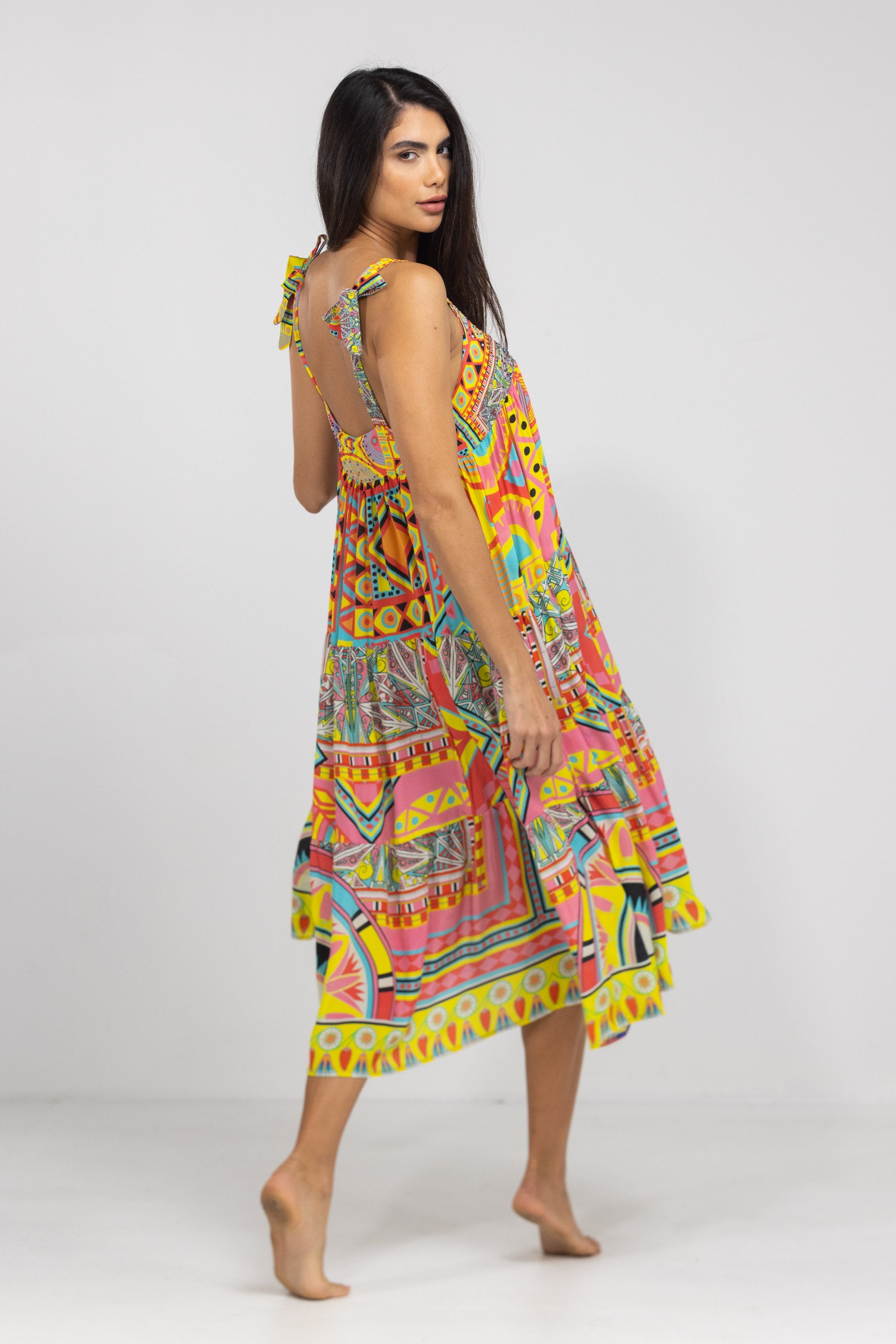 HOBART - TIE KNOT SHOULDER MAXI DRESS
