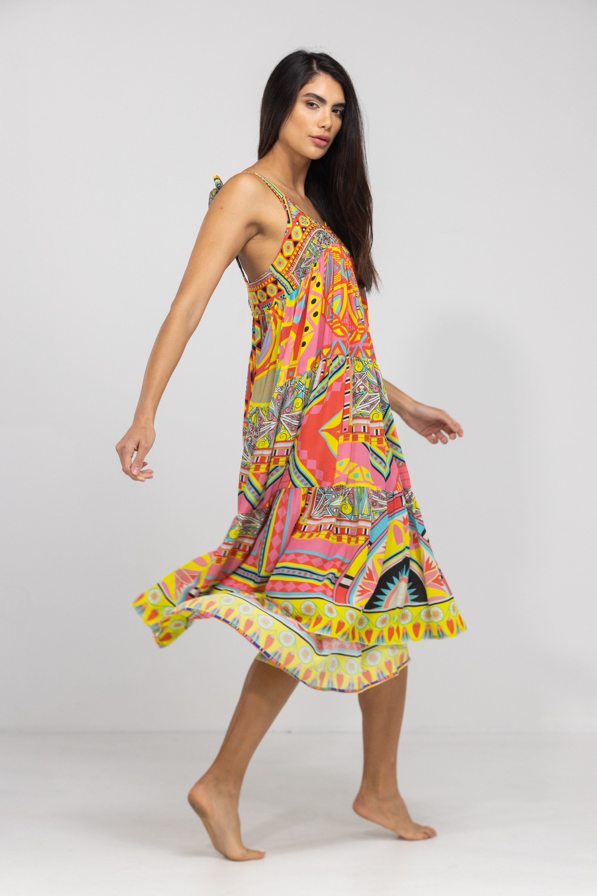 HOBART - TIE KNOT SHOULDER MAXI DRESS