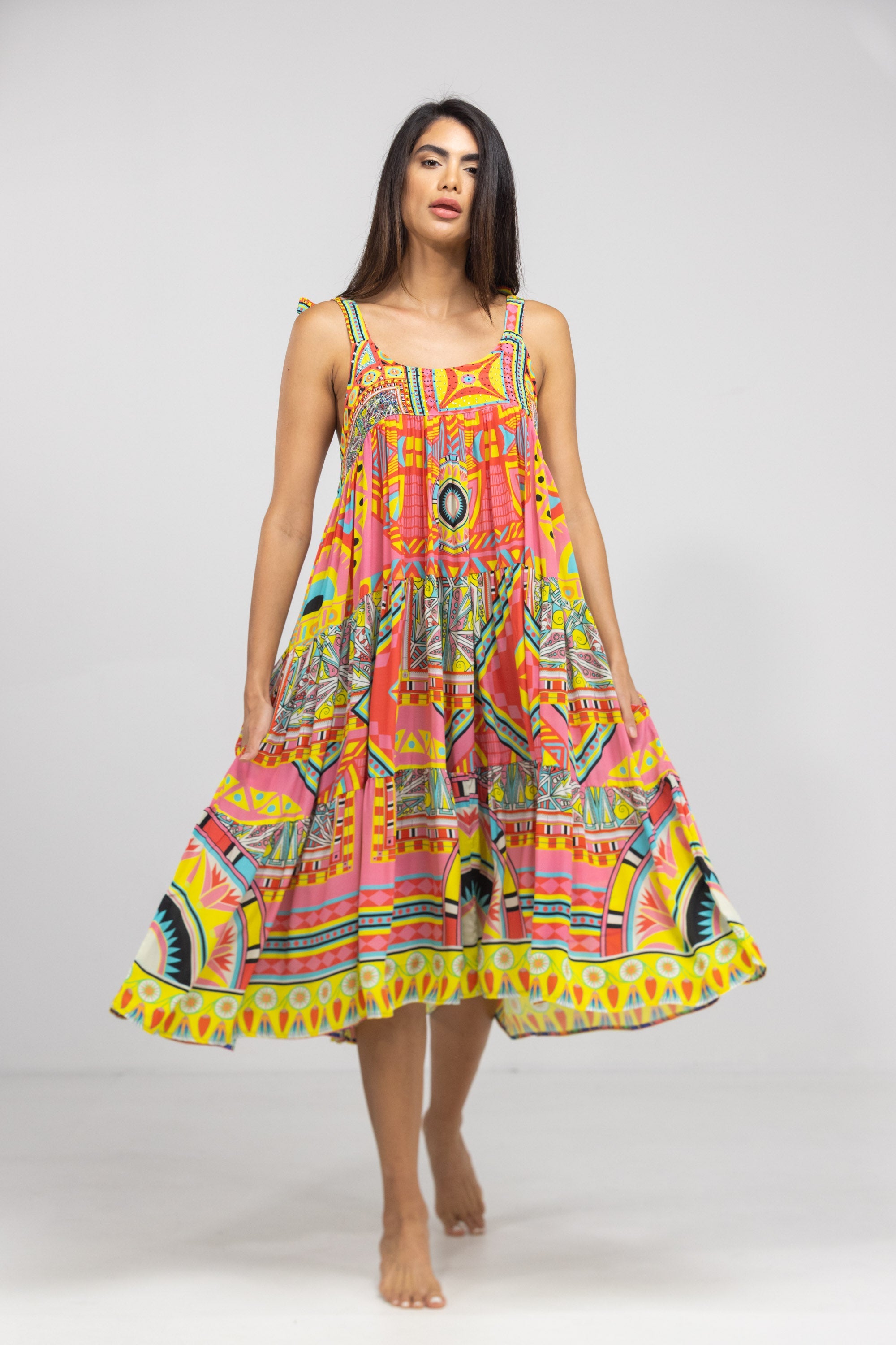 HOBART - TIE KNOT SHOULDER MAXI DRESS