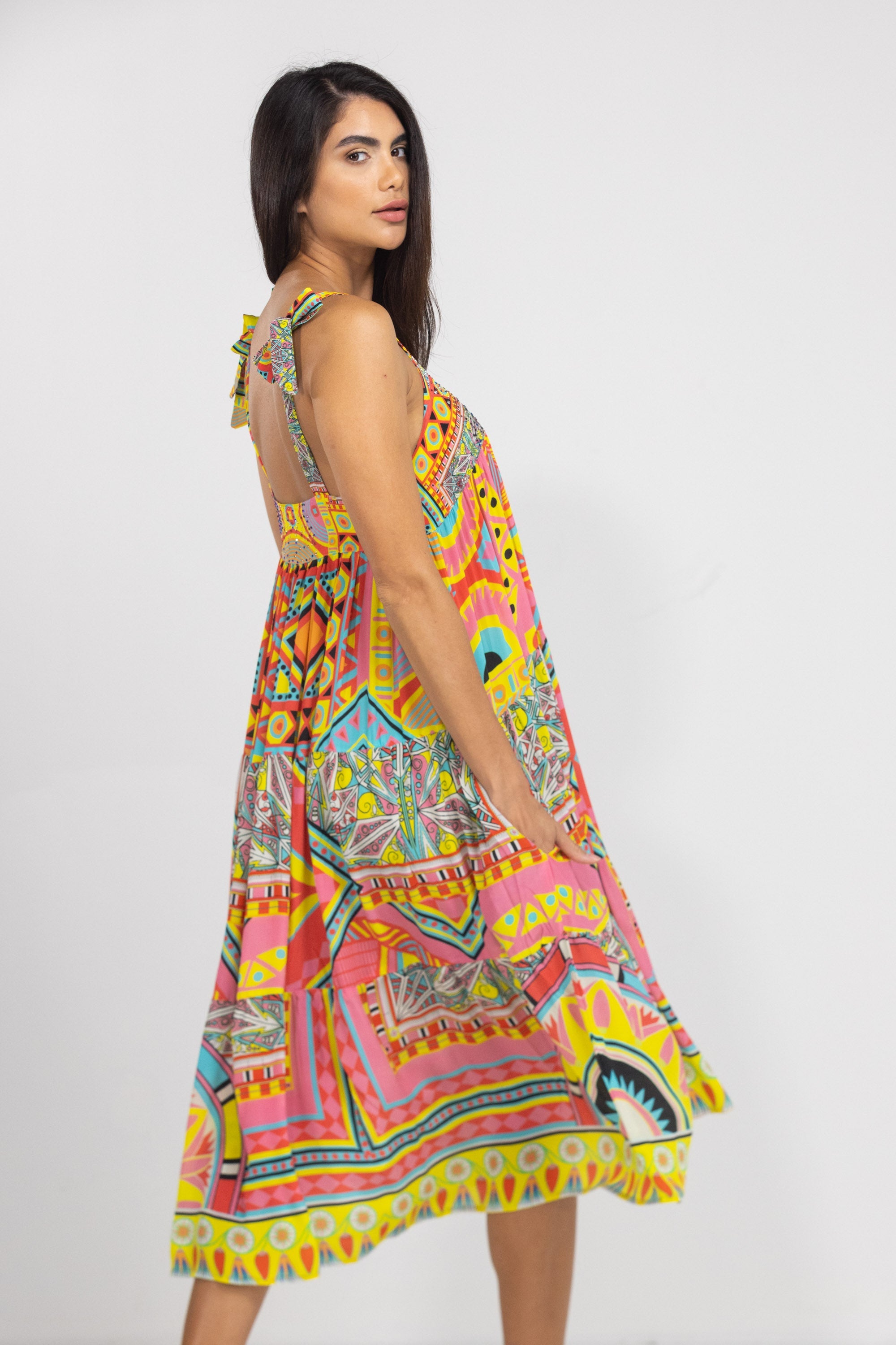 HOBART - TIE KNOT SHOULDER MAXI DRESS