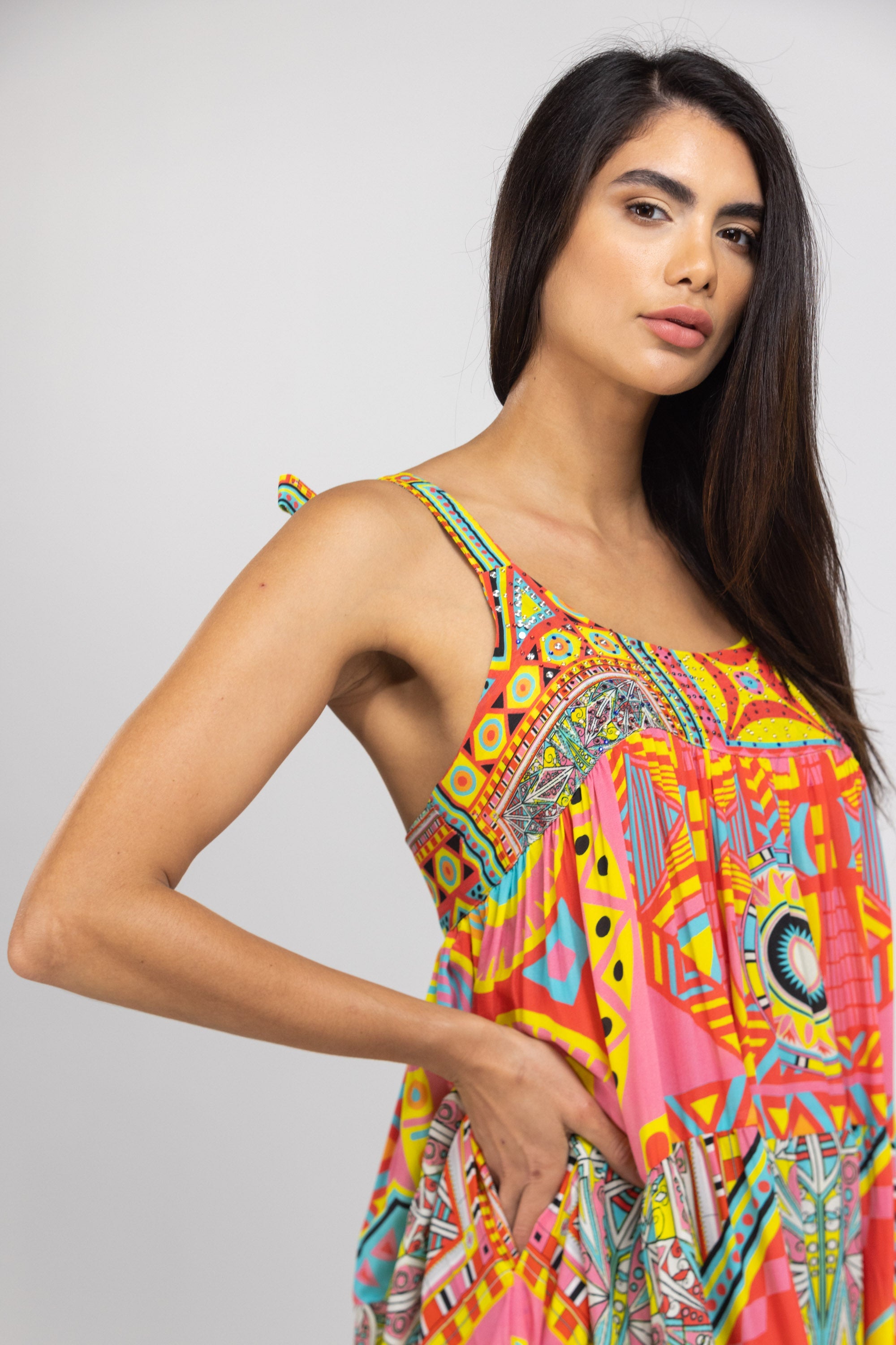 HOBART - TIE KNOT SHOULDER MAXI DRESS