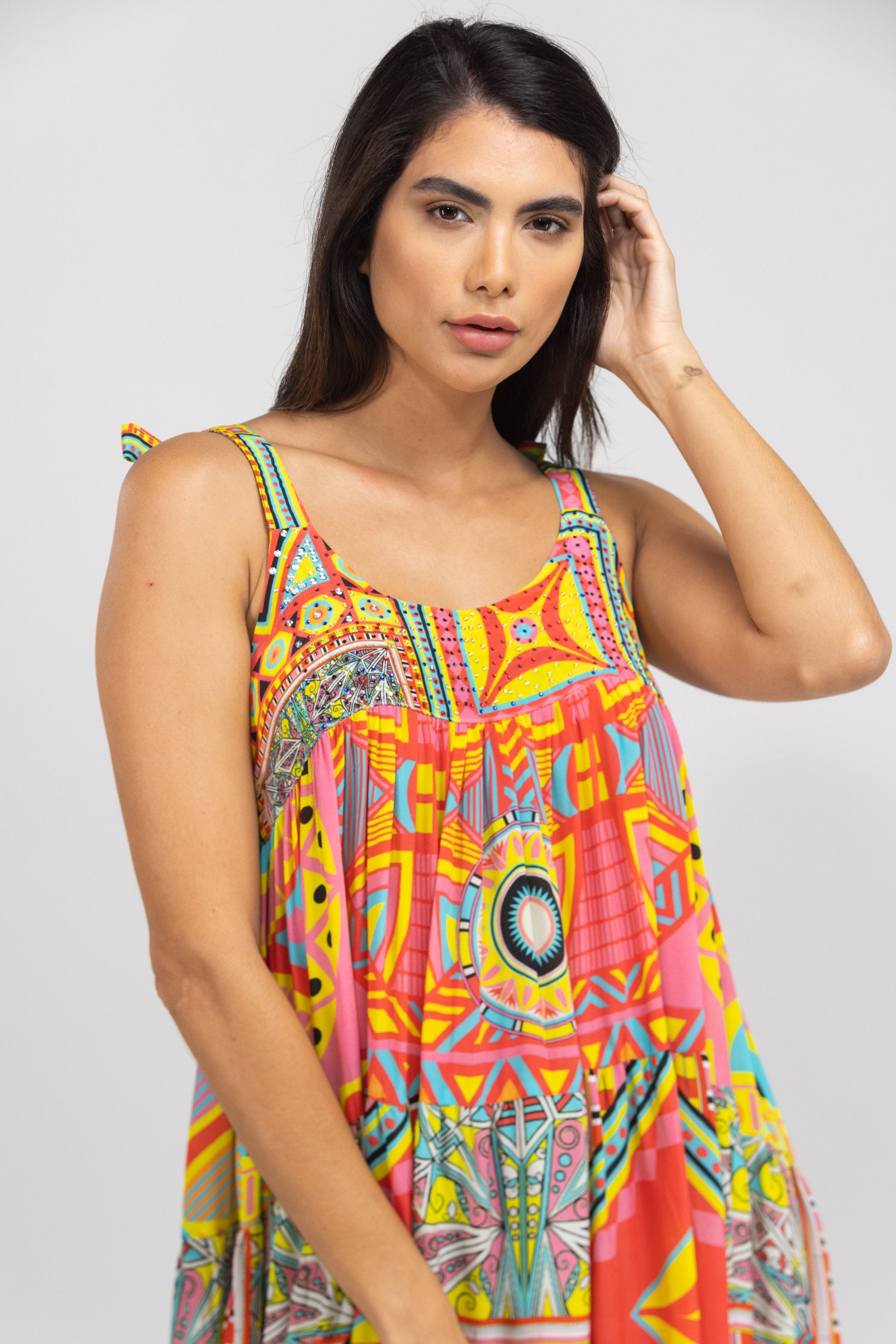 HOBART - TIE KNOT SHOULDER MAXI DRESS