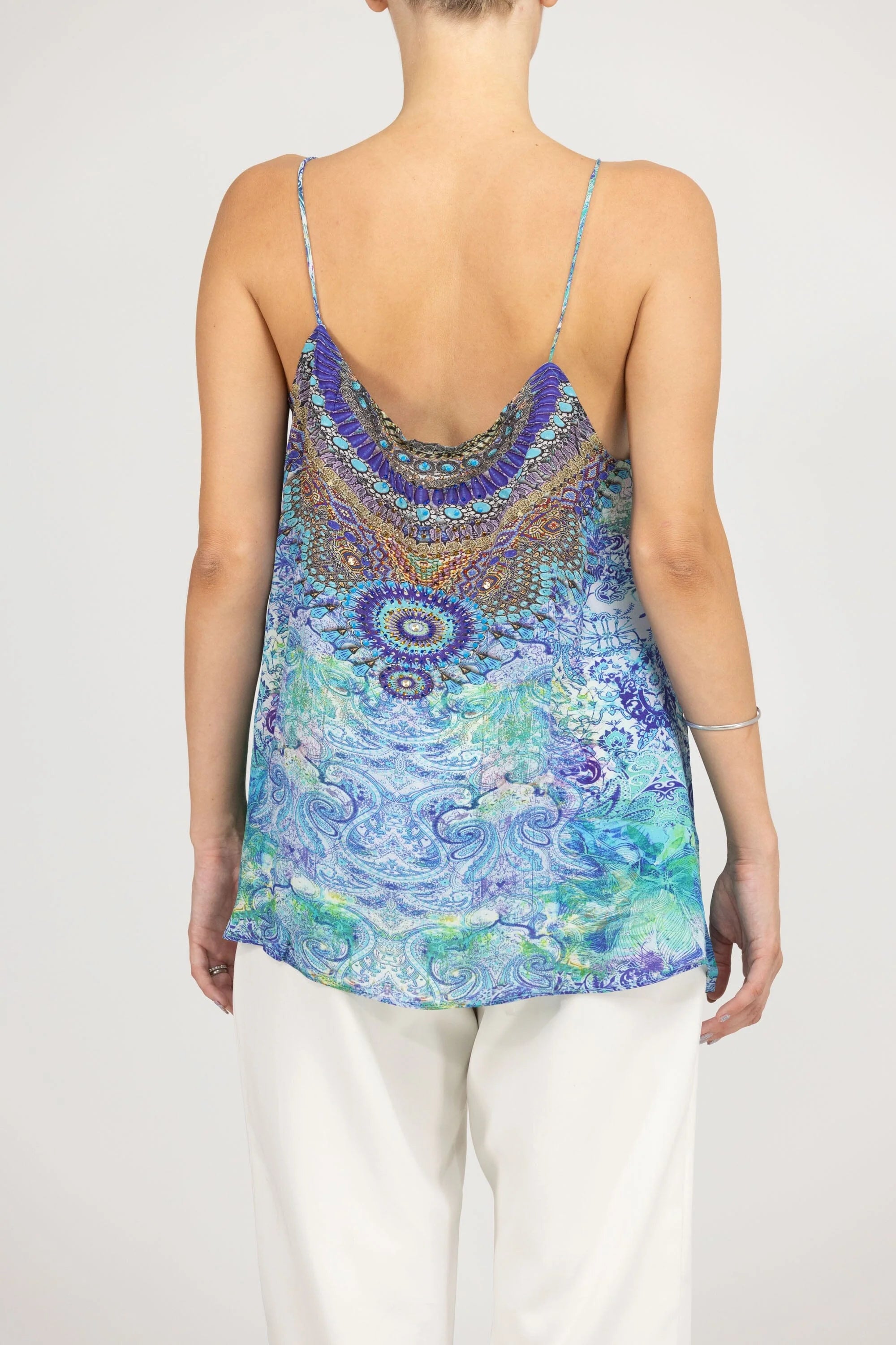 PACIFICO - SHOESTRING CAMI TOP 100% Silk (Size - L/XL) - TheSwankStore