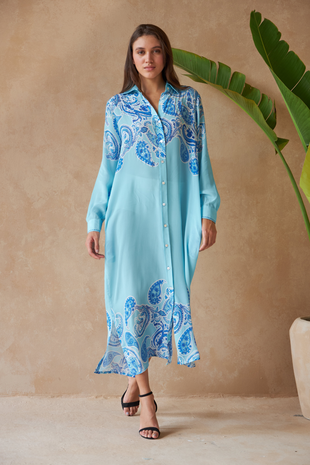 PAISLEY AZURE - LUPINE LONG SHIRT - TheSwankStore