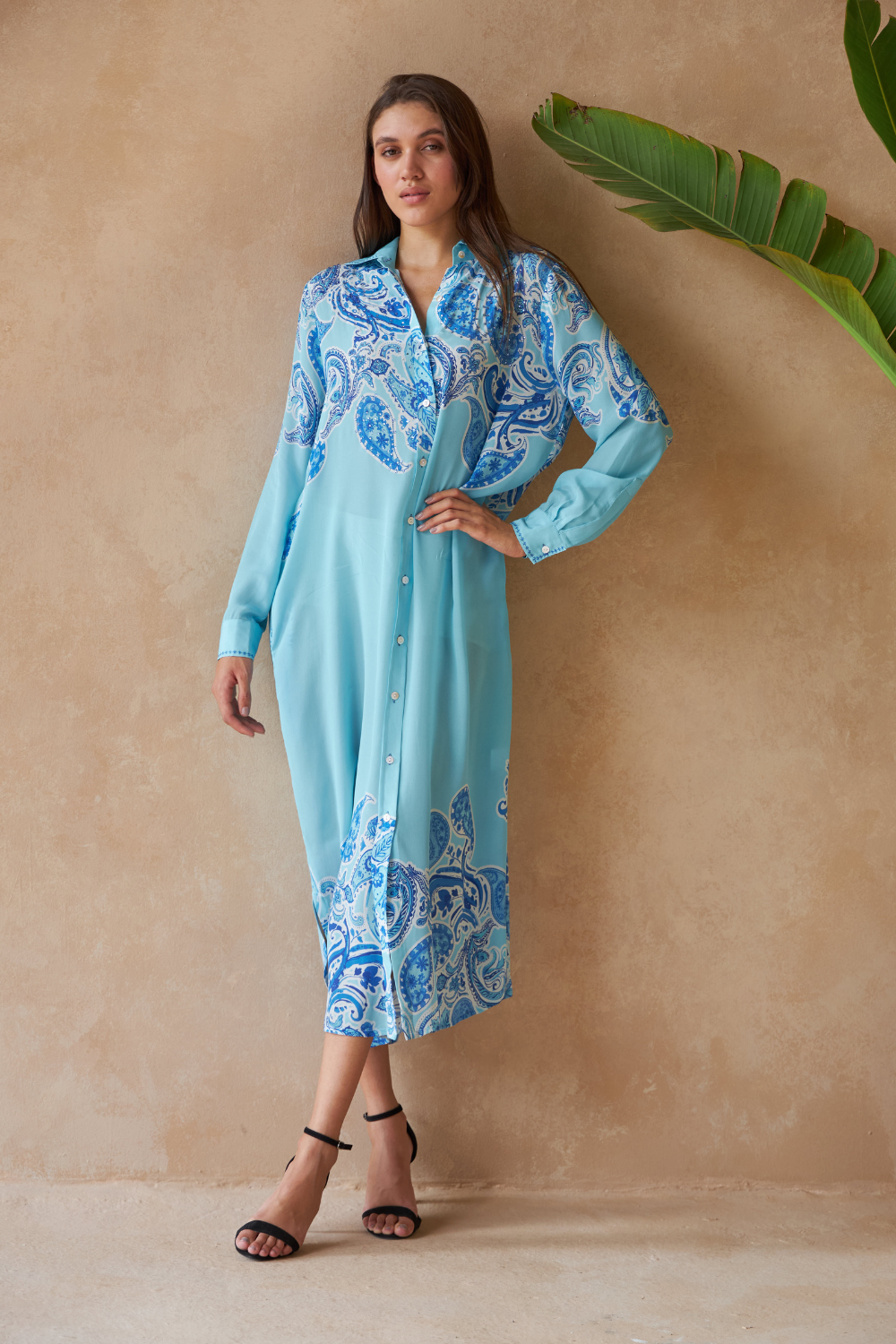 PAISLEY AZURE - LUPINE LONG SHIRT - TheSwankStore