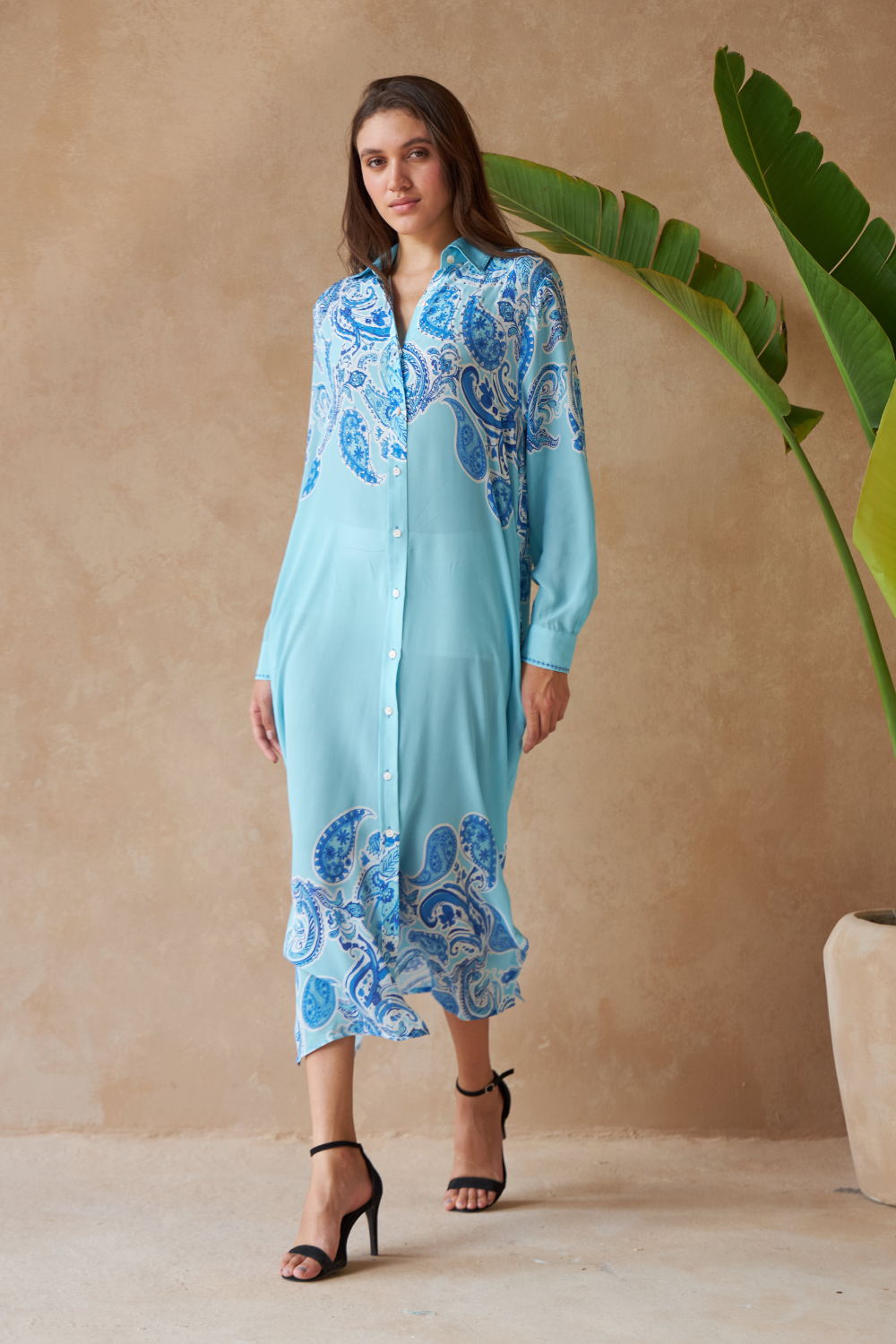 PAISLEY AZURE - LUPINE LONG SHIRT - TheSwankStore