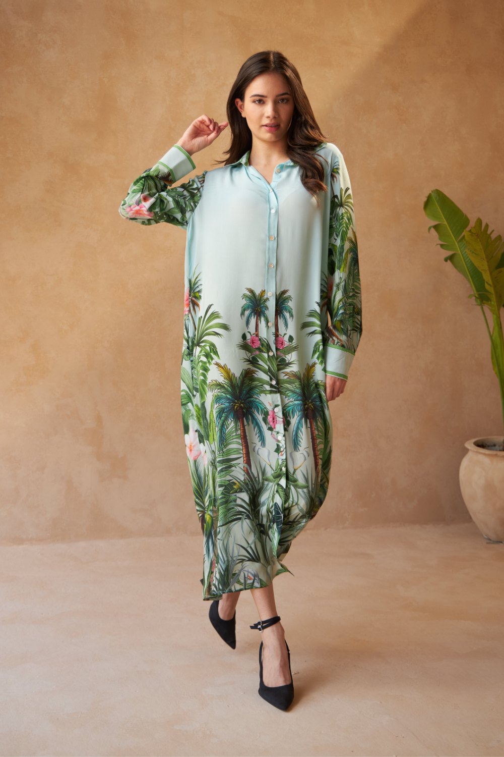 PALM GREEN - LUPINE LONG SHIRT - TheSwankStore