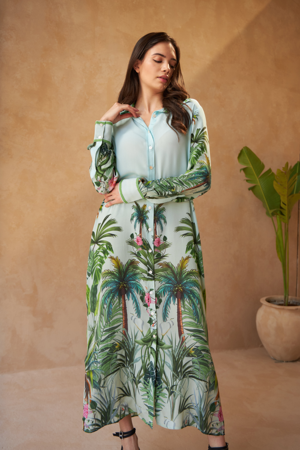 PALM GREEN - LUPINE LONG SHIRT - TheSwankStore