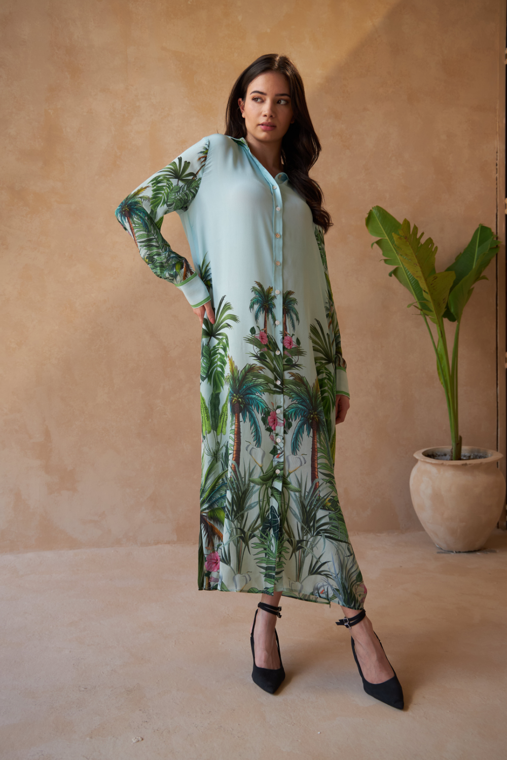 PALM GREEN - LUPINE LONG SHIRT - TheSwankStore