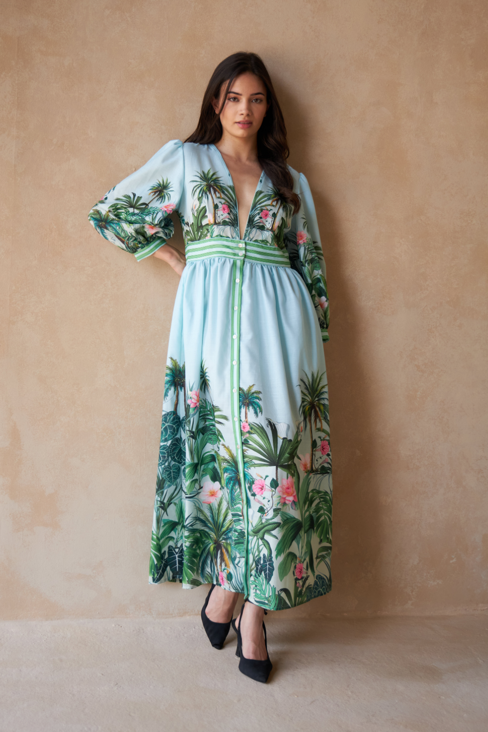 PALM GREEN- SAIGON DRESS - TheSwankStore