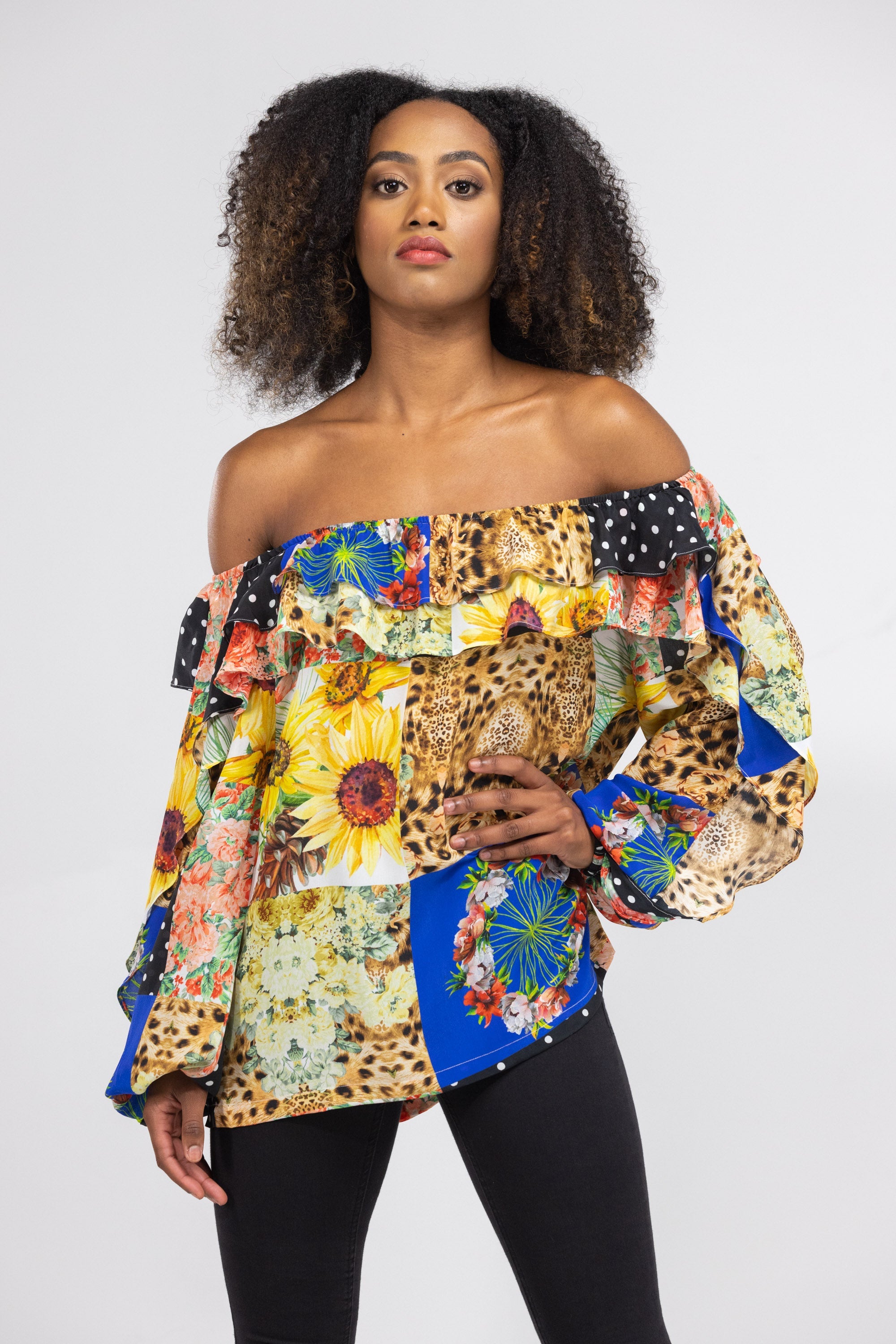 PERTH - FLAMENCO TOP 100% Silk (Size - L/XL) - TheSwankStore