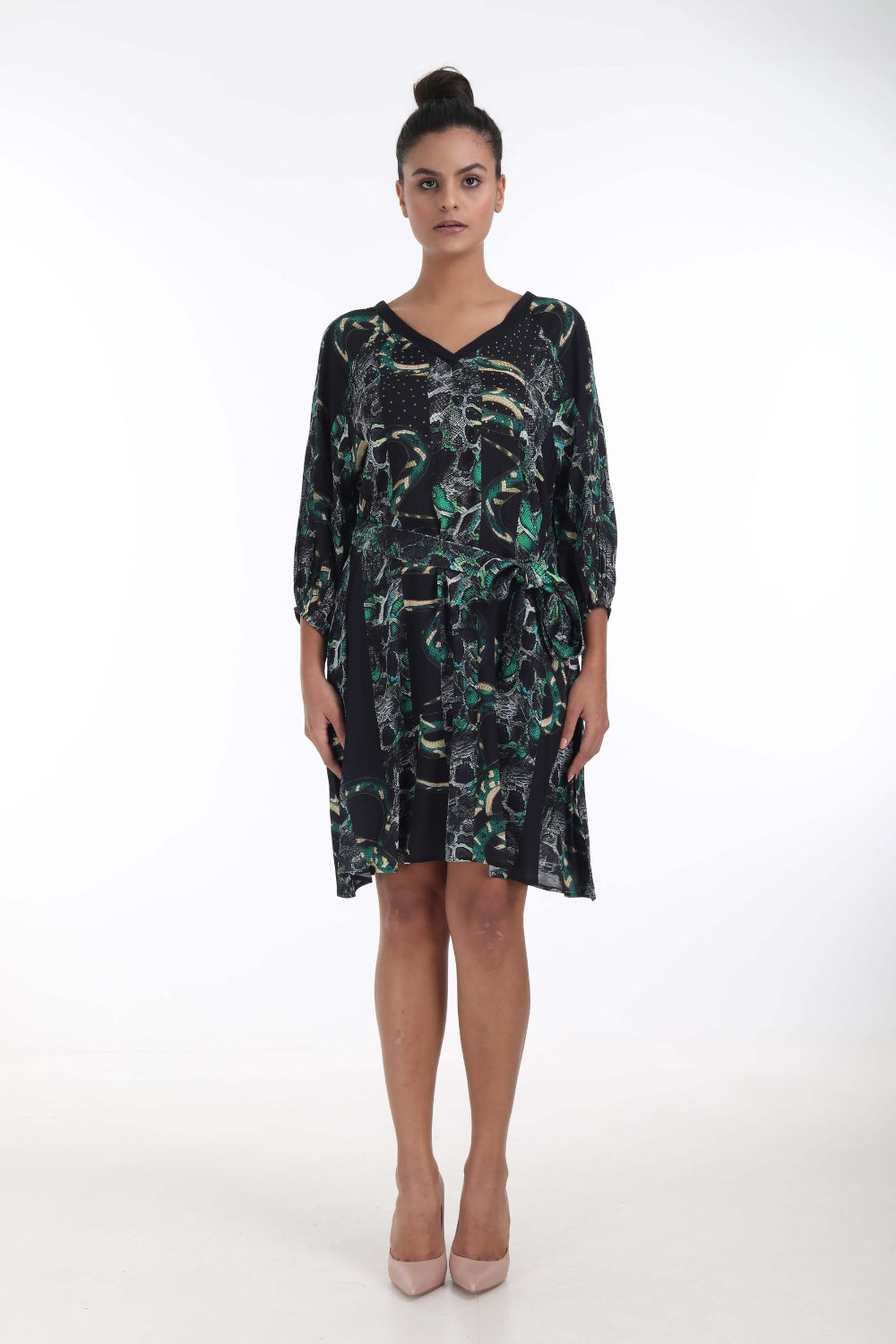 SERAPHIN - MIDI DRESS SLIT SLEEVE - TheSwankStore