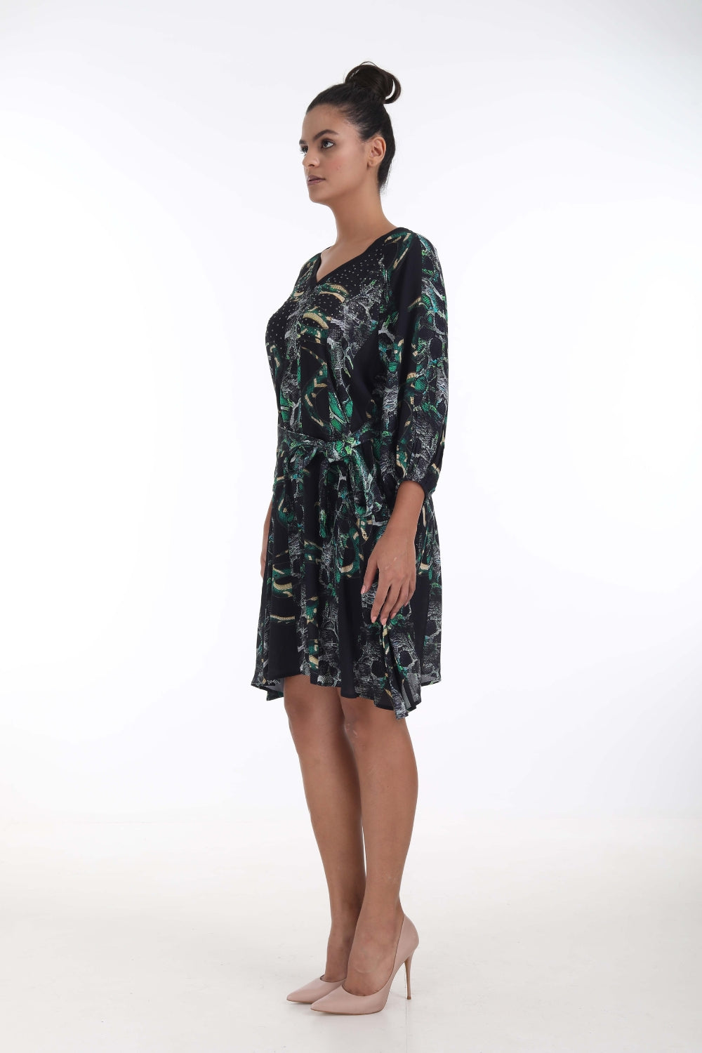 SERAPHIN - MIDI DRESS SLIT SLEEVE - TheSwankStore