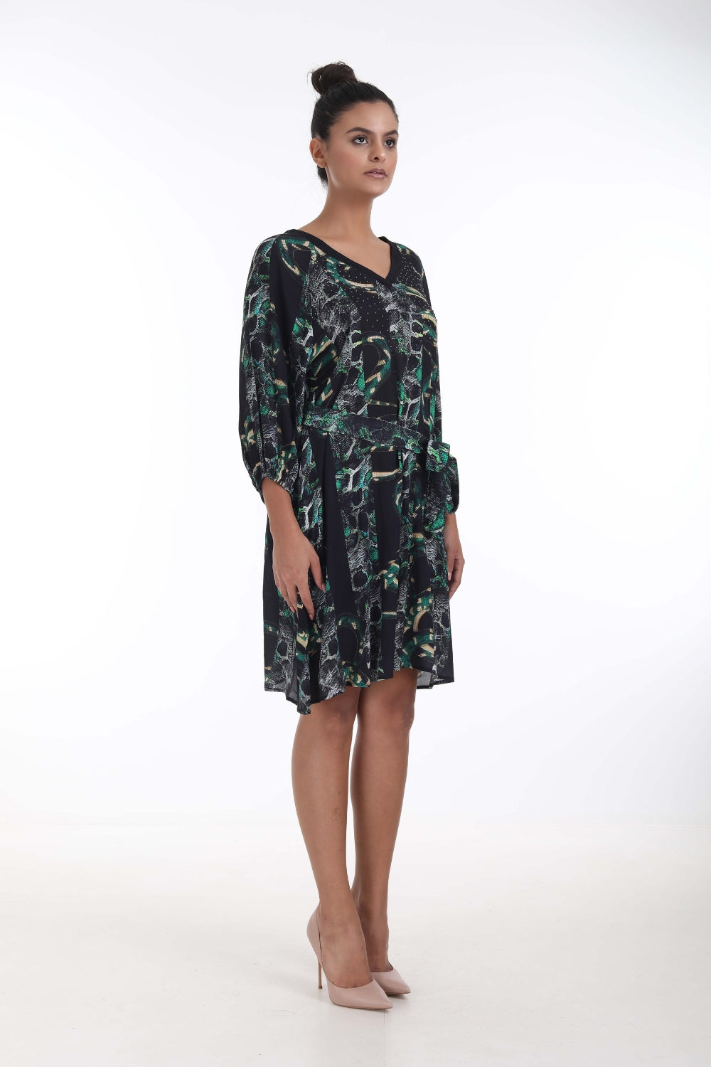 SERAPHIN - MIDI DRESS SLIT SLEEVE - TheSwankStore