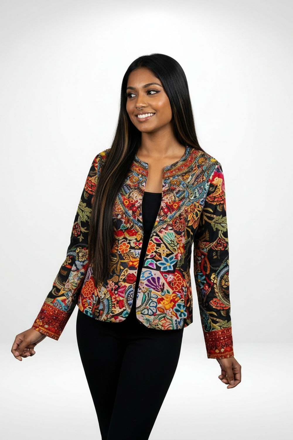 SEVILLIA - JACKET 100% Silk (Size - S/M) - TheSwankStore