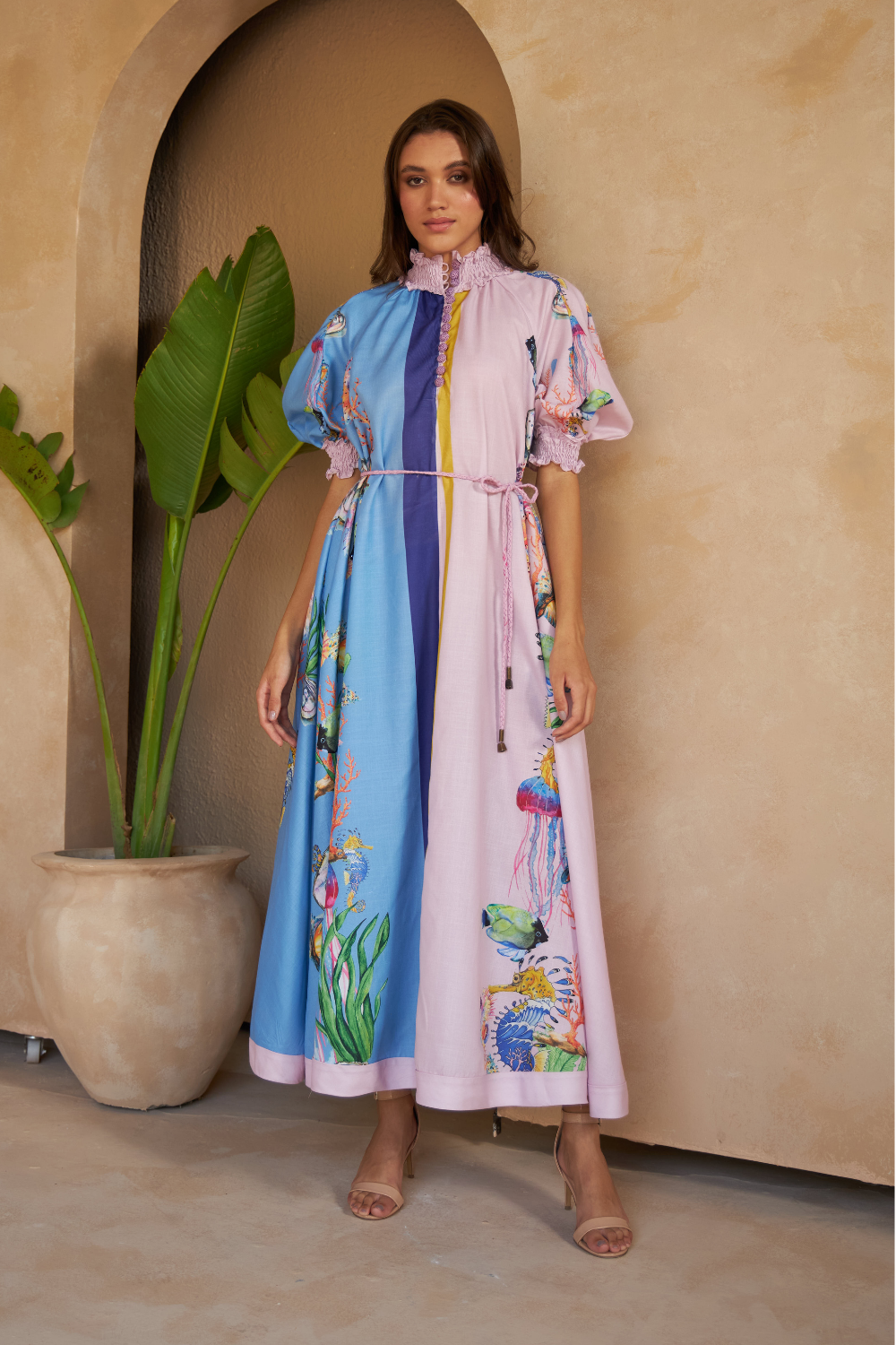 SHELLS MULTICOLOUR - ALKA DRESS (100% silk) - TheSwankStore