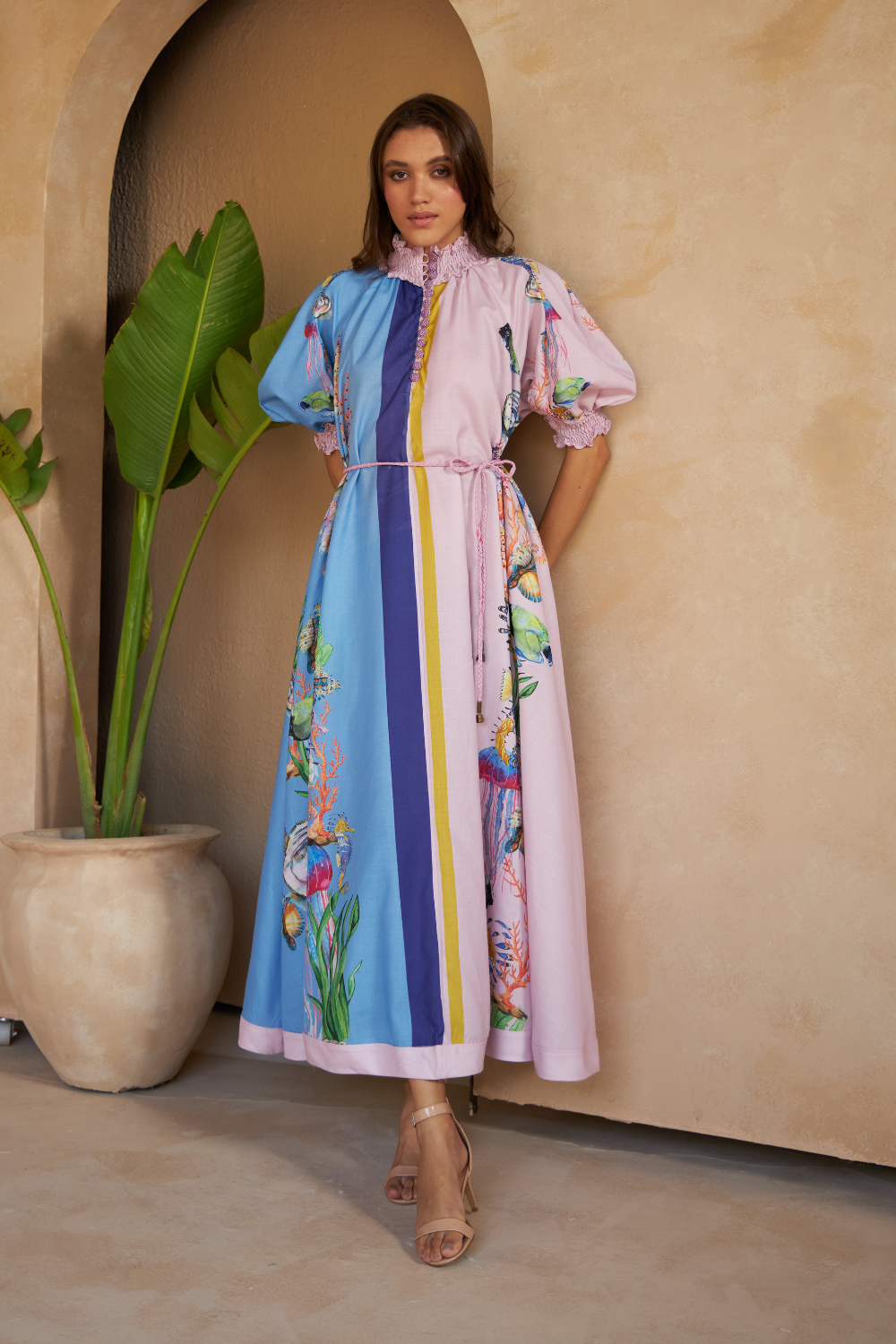 SHELLS MULTICOLOUR - ALKA DRESS (100% silk) - TheSwankStore