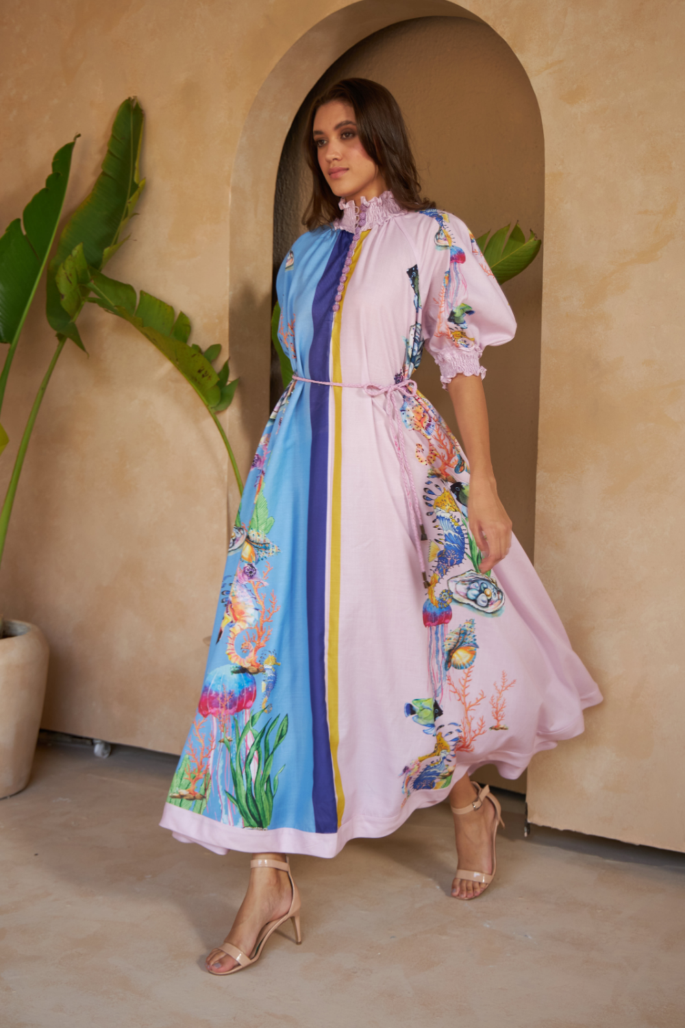 SHELLS MULTICOLOUR - ALKA DRESS (100% silk) - TheSwankStore