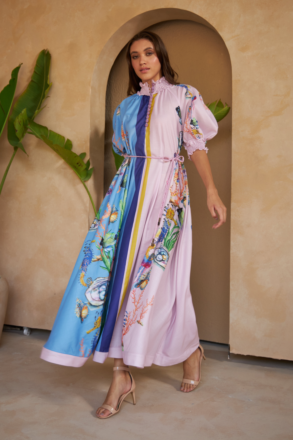 SHELLS MULTICOLOUR - ALKA DRESS (100% silk) - TheSwankStore
