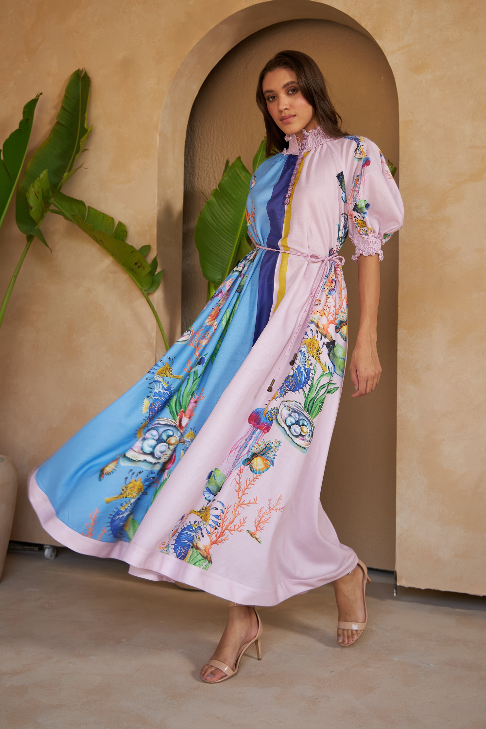 SHELLS MULTICOLOUR - ALKA DRESS (100% silk) - TheSwankStore