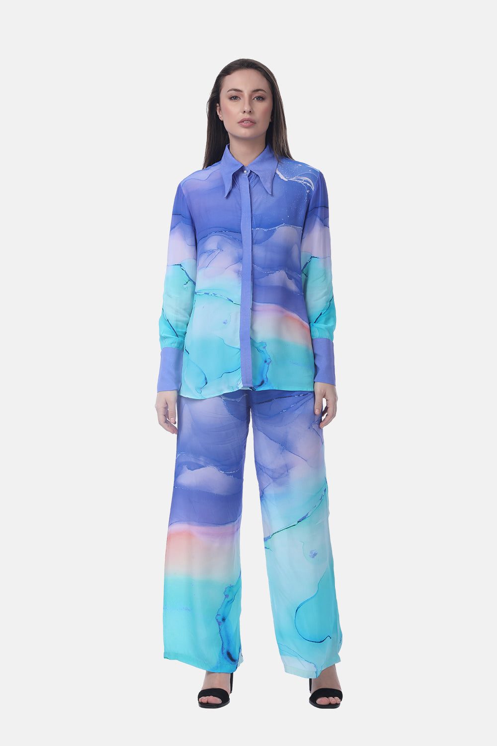TEMPER BLUE - ANAYA COLLAR SHIRT - TheSwankStore