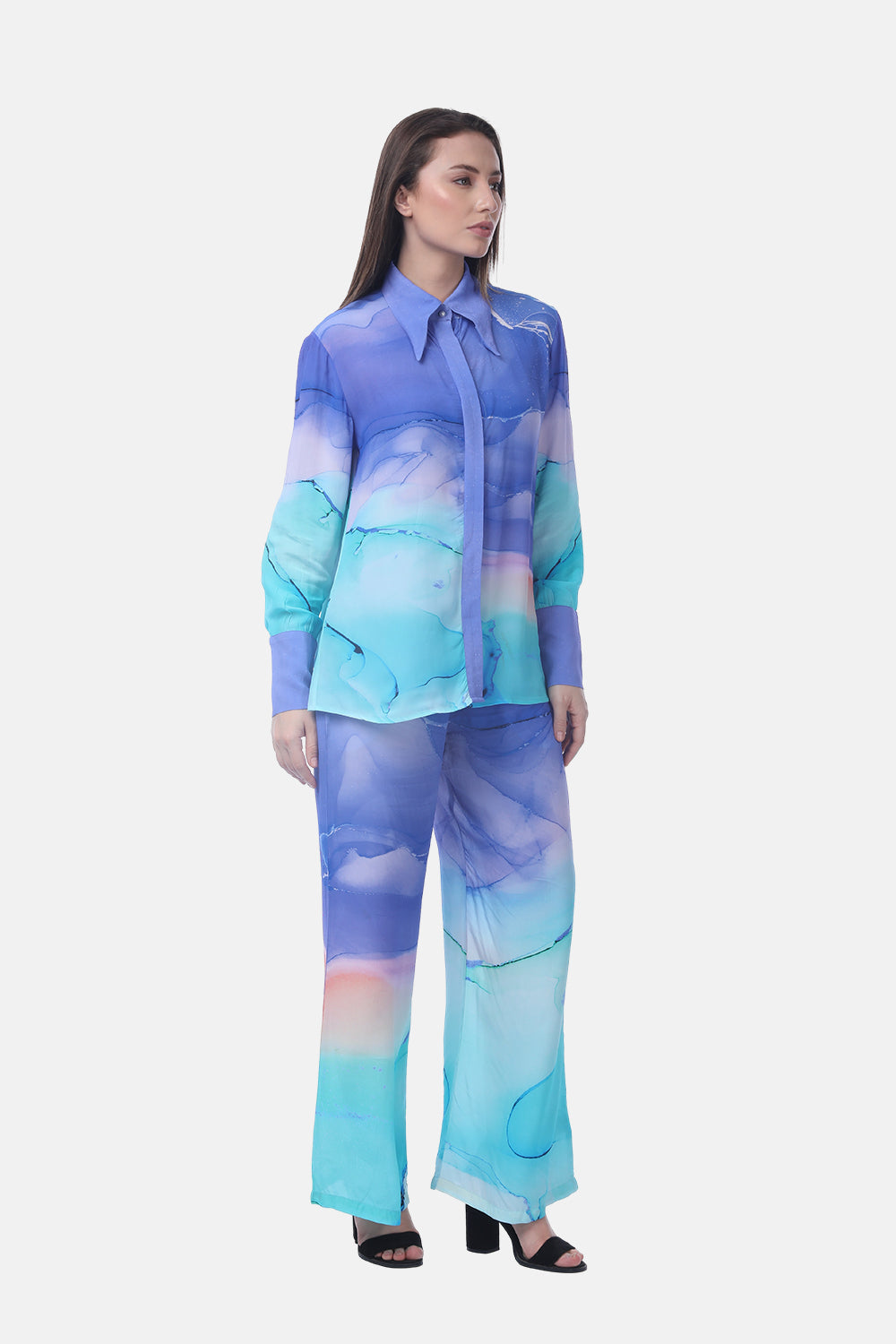 TEMPER BLUE - ANAYA COLLAR SHIRT - TheSwankStore