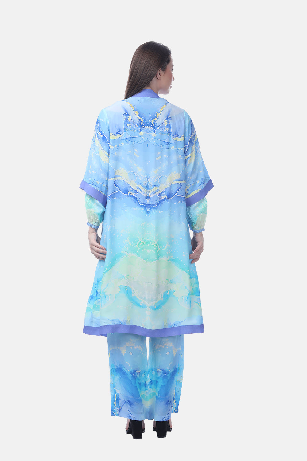 TEMPER BLUE - KIMONO LONG SHRUG - TheSwankStore