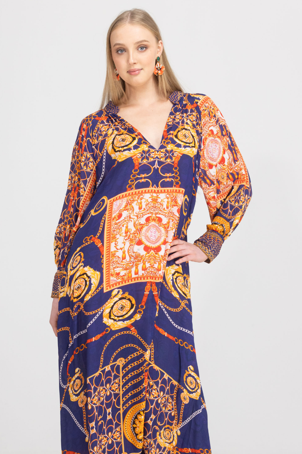 Model wearing the Bondi Resortwear Tempranillo Cynthia Tunic for a chic Australian coastal resort look