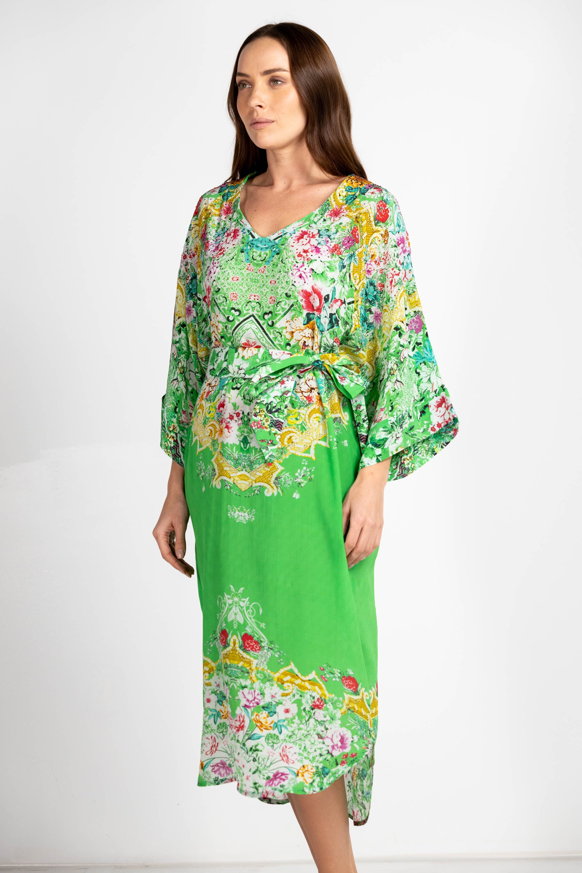 VERSAILLES GARDENIA - FISH DRESS 100% Silk (Size - XL/XXL) - TheSwankStore