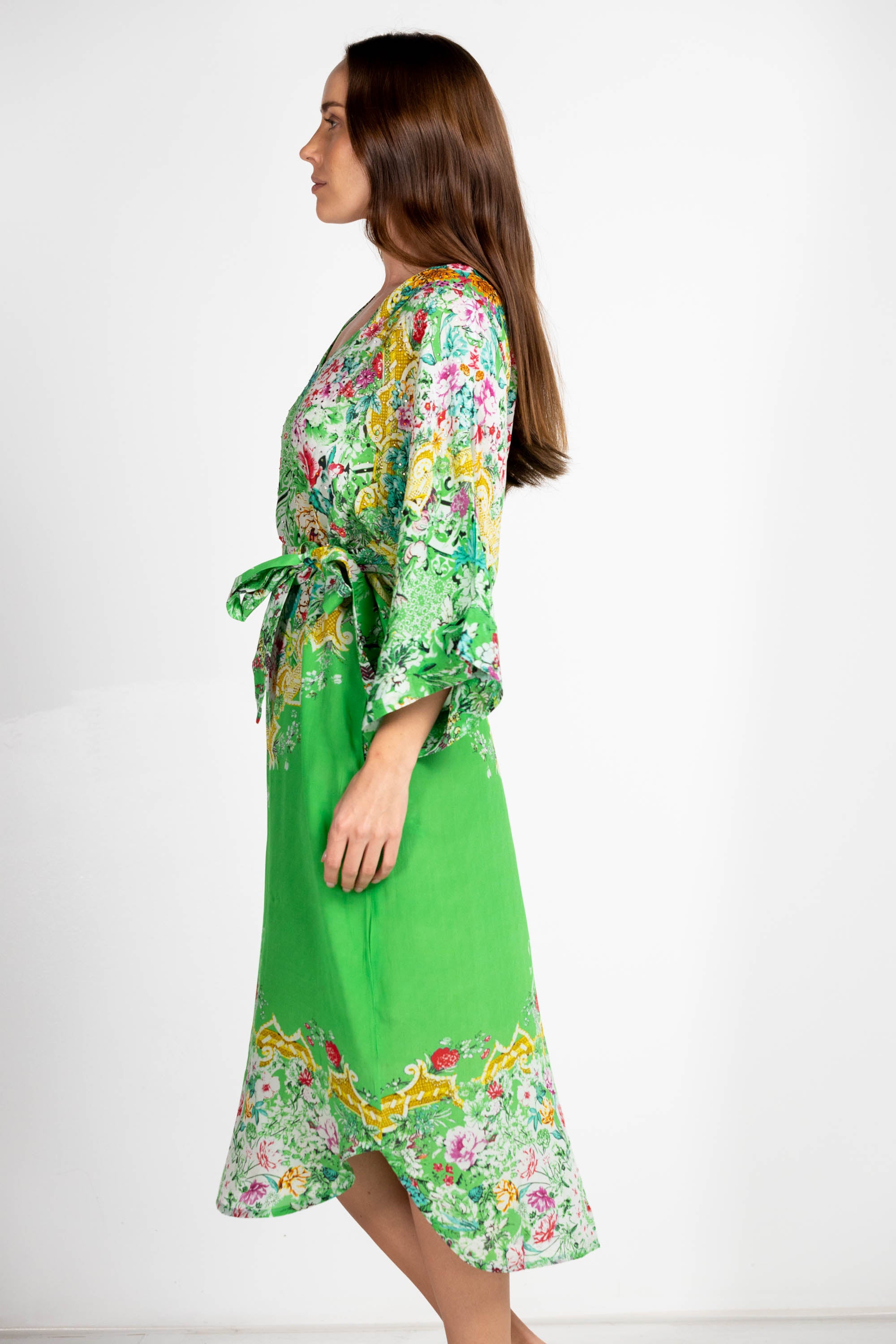 VERSAILLES GARDENIA - FISH DRESS 100% Silk (Size - XL/XXL) - TheSwankStore