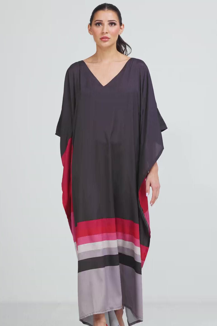 GEOMETRIC LINE - ROUGE LONG KAFTAN (Size - M/L) - TheSwankStore